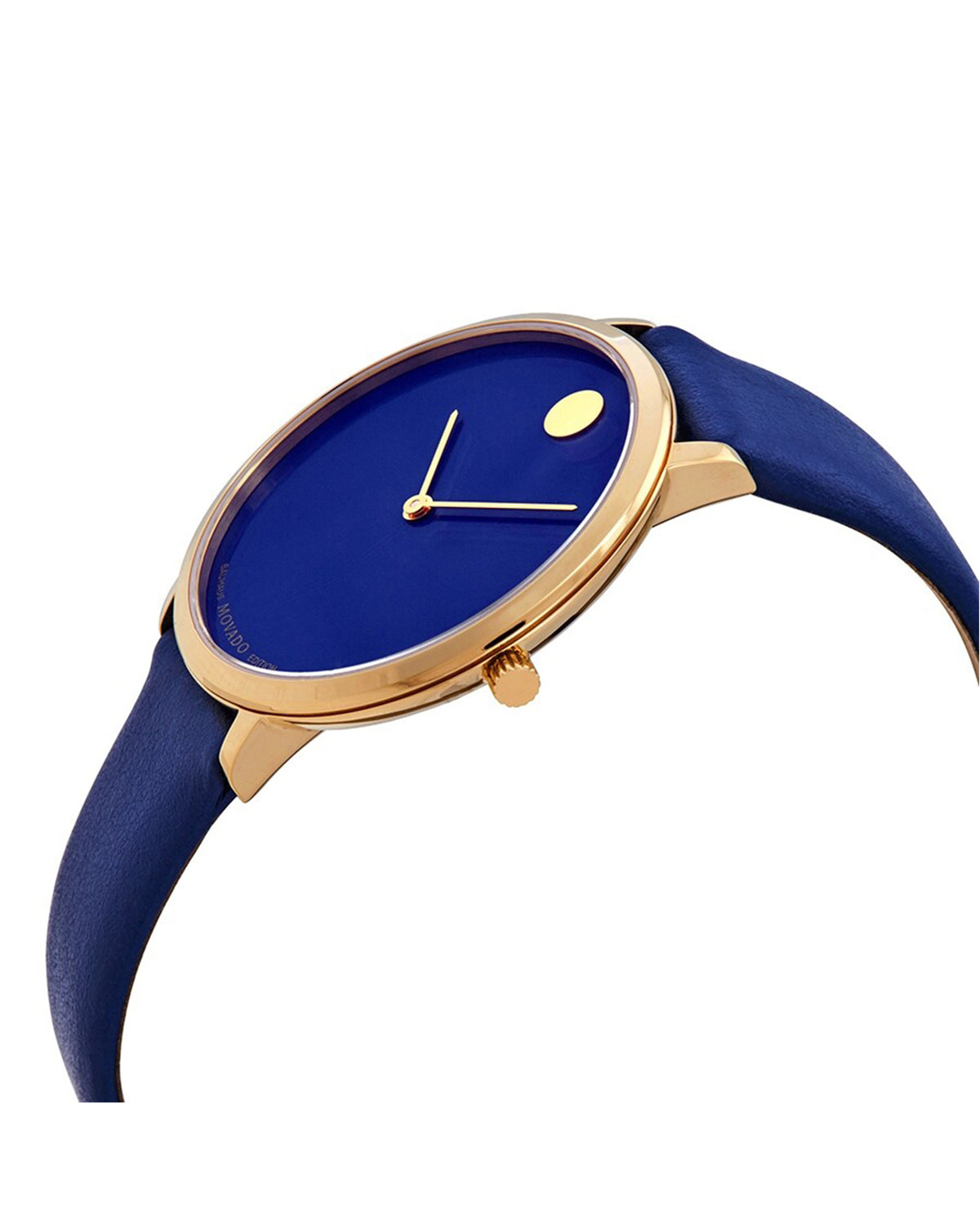 Movado Museum Bauhaus 70th Anniversary 0607146 blue dial watch – case back view