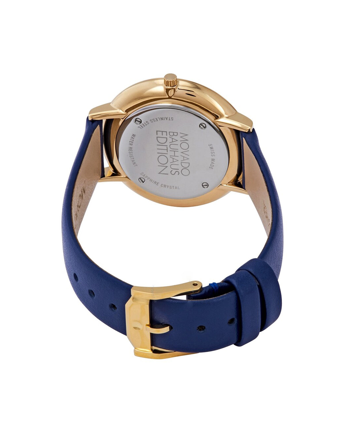 Movado Museum Bauhaus 70th Anniversary 0607146 blue dial watch – angled view