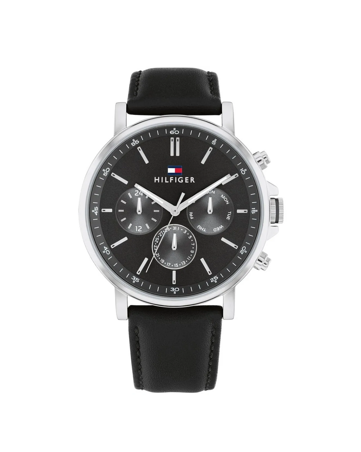 Tommy Hilfiger Tyson 1710586 men's watch, dark grey dial, black leather strap - front view