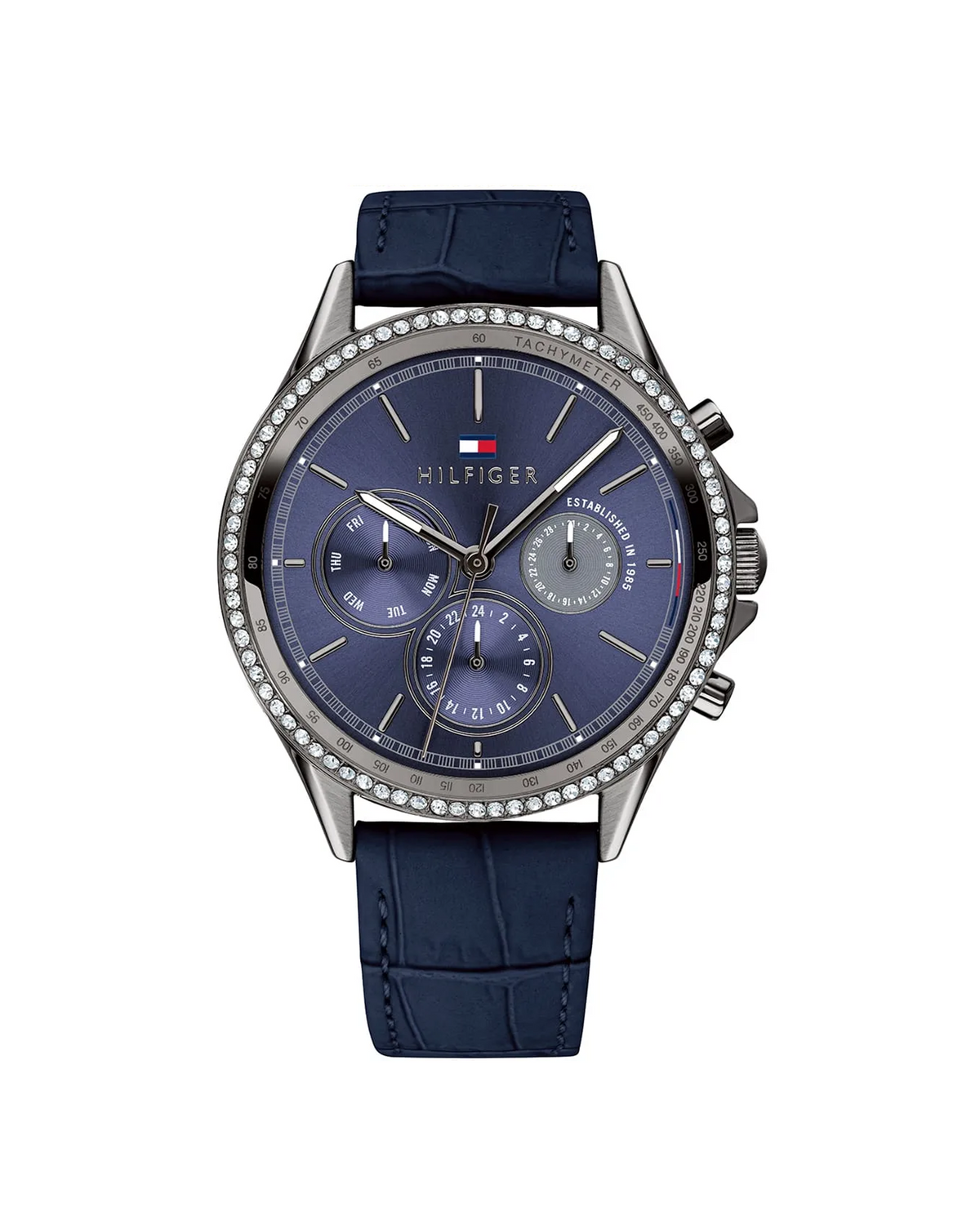 Tommy Hilfiger Ari 1781979 women's watch, navy blue dial, blue leather strap - front view