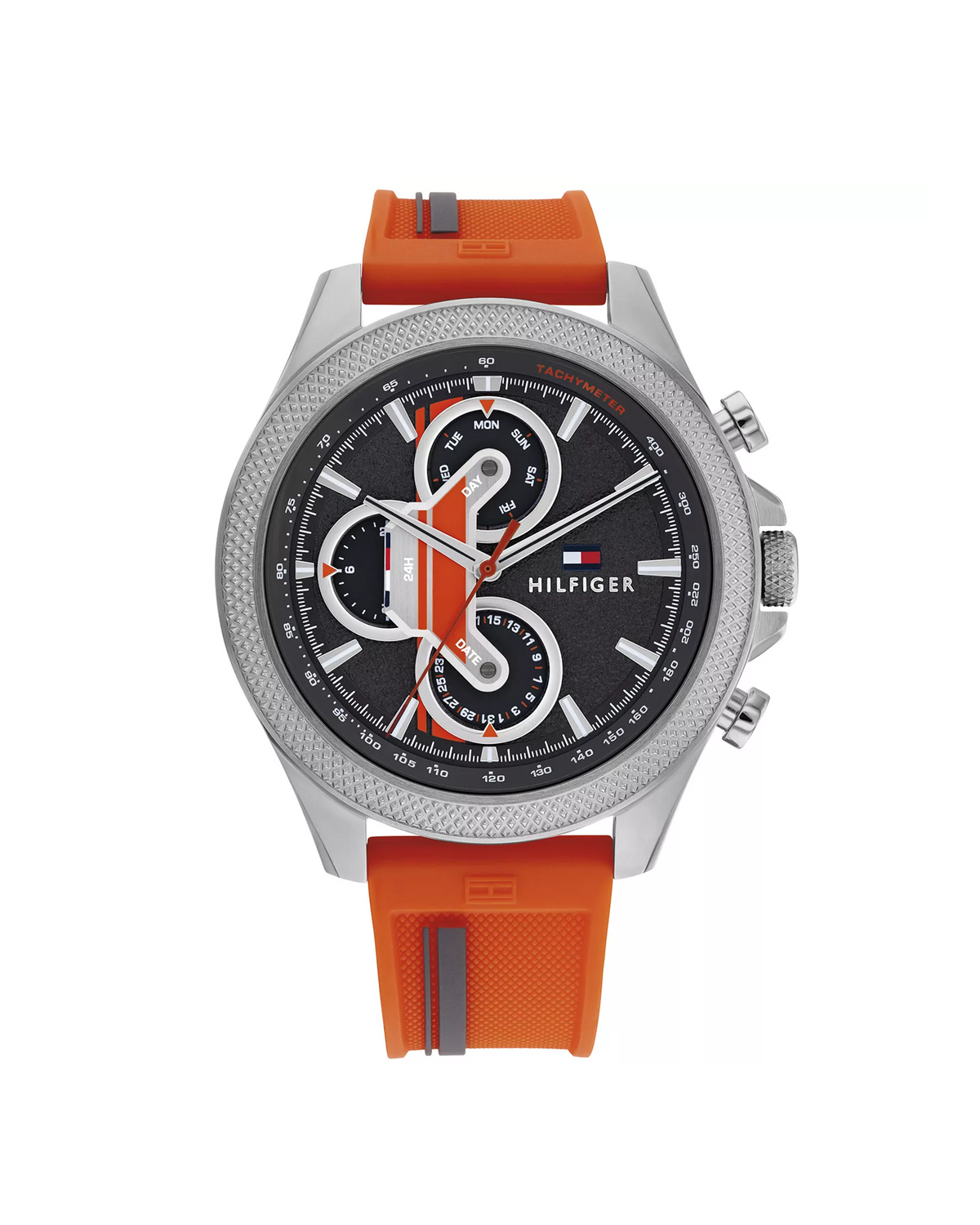 Tommy Hilfiger Clark 1792084 grey dial orange silicone strap watch