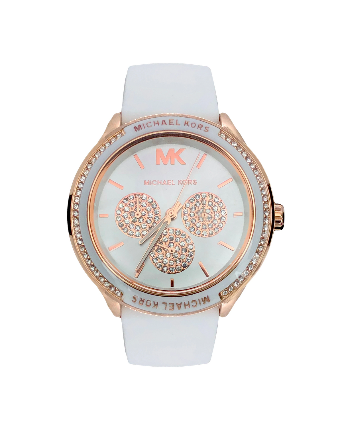 Michael Kors MK6945 Oversized Sport Rhinestone rose gold-tone watch, front view