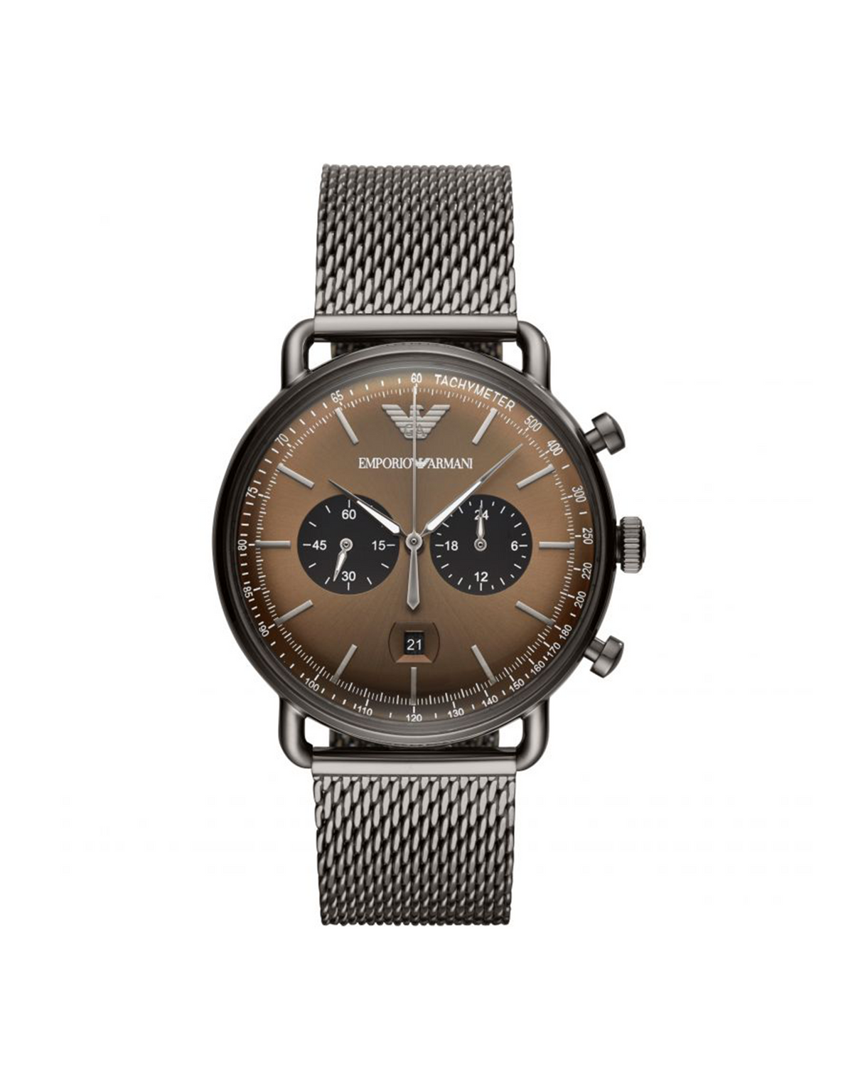 Emporio Armani AR11141 men's Aviator chronograph watch with brown dial