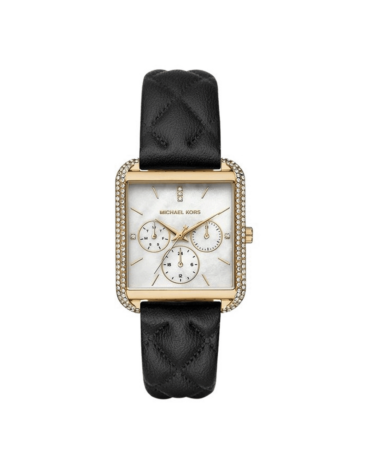 Michael Kors MK2769 Drew watch, gold-tone case and sunray dial front view