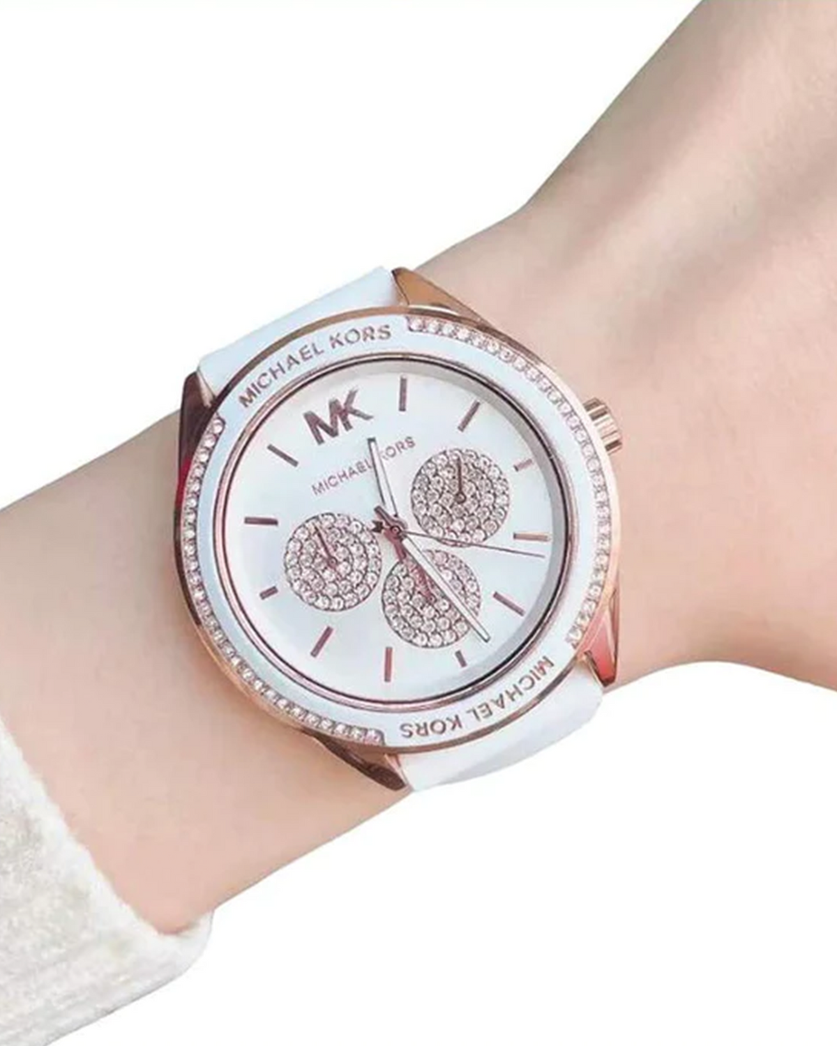 Michael Kors MK6945 Oversized Sport watch with white silicone strap