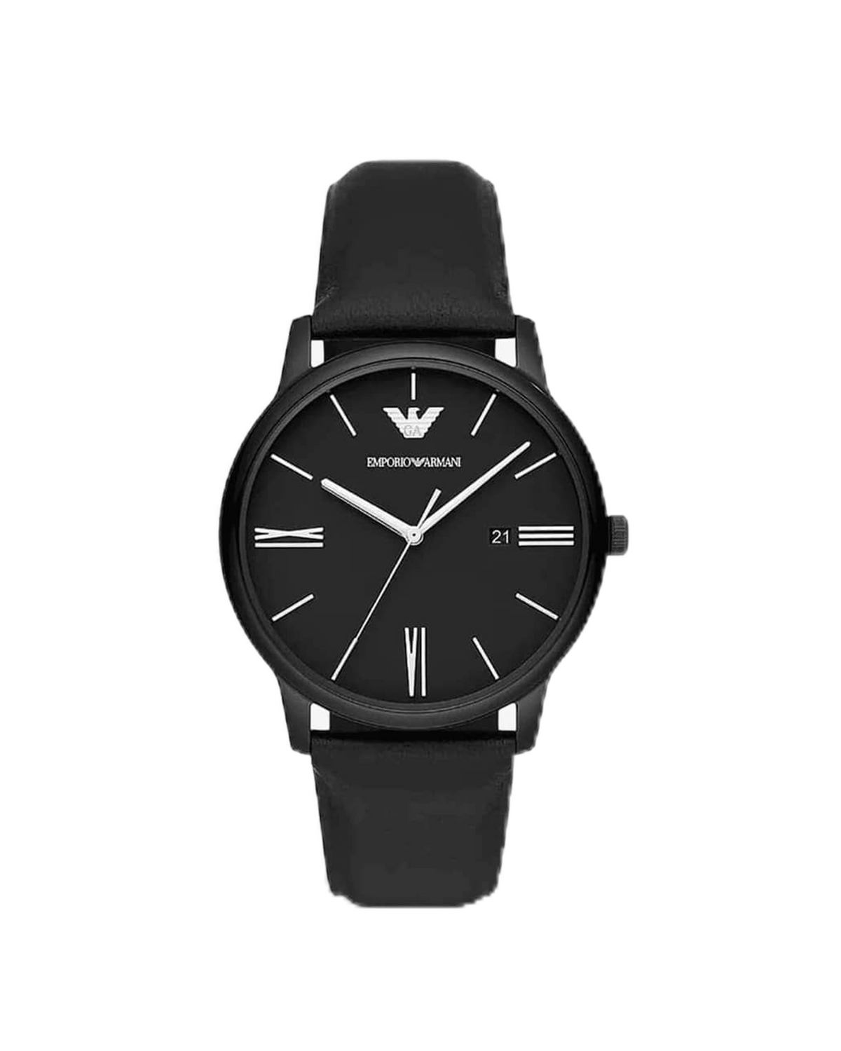 Emporio Armani Minimalist AR11573 watch with black leather strap