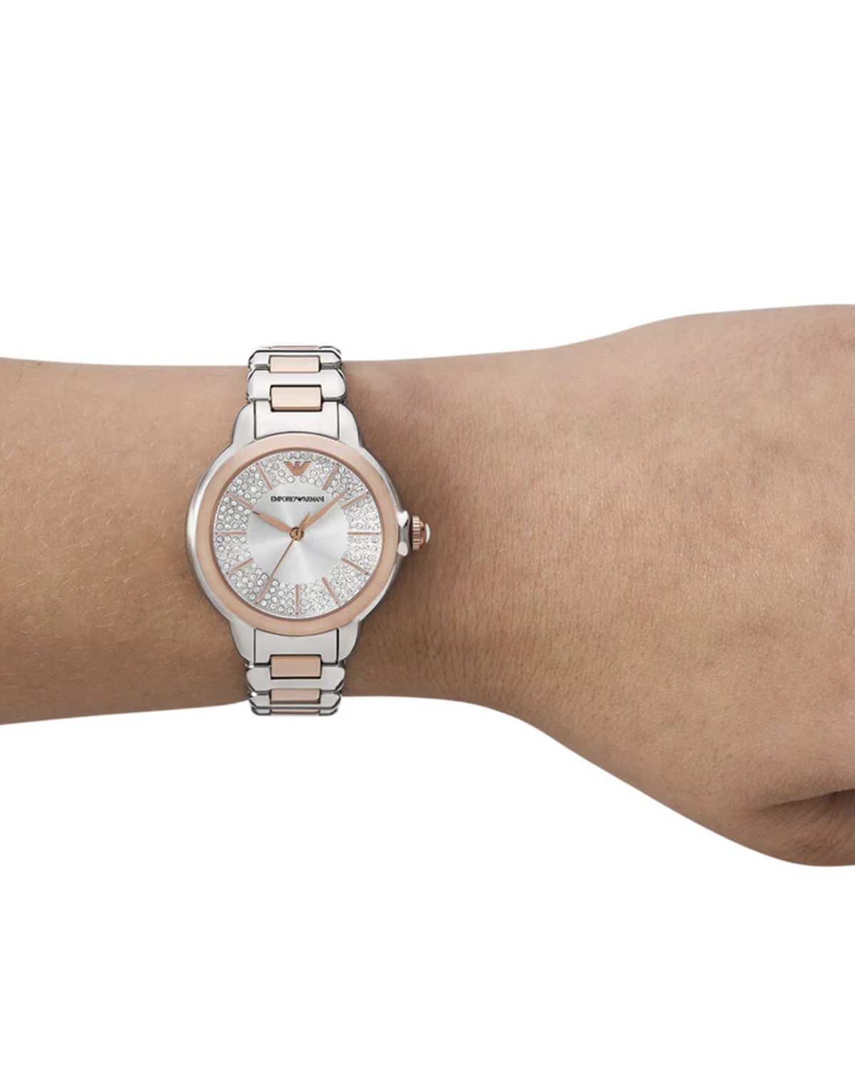 Emporio Armani AR11643 watch, two-tone stainless steel bracelet detail