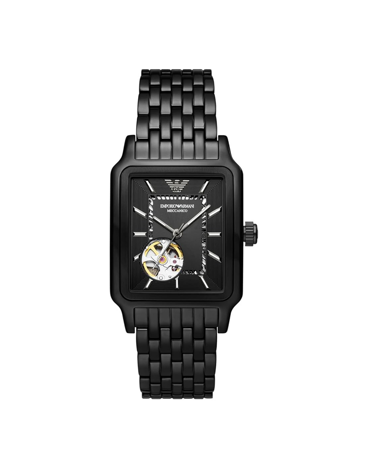 Emporio Armani Diego Open Heart AR60058 watch, front view of black dial