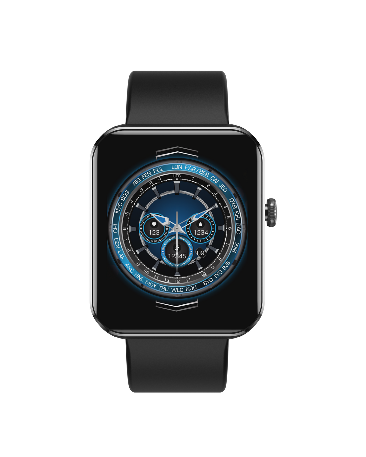 East Apex G06 Active black smartwatch – front view showing 1.85 inch TFT display