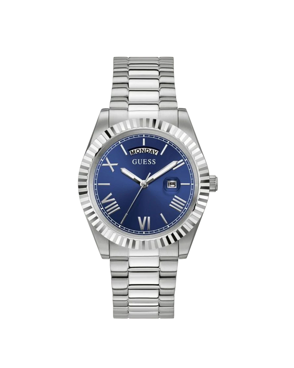 GUESS GW0265G7 silver-tone day/date watch - front view