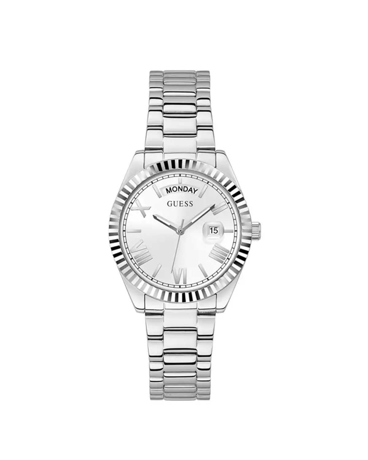 GUESS Luna GW0308L1 silver-tone white dial watch - front view