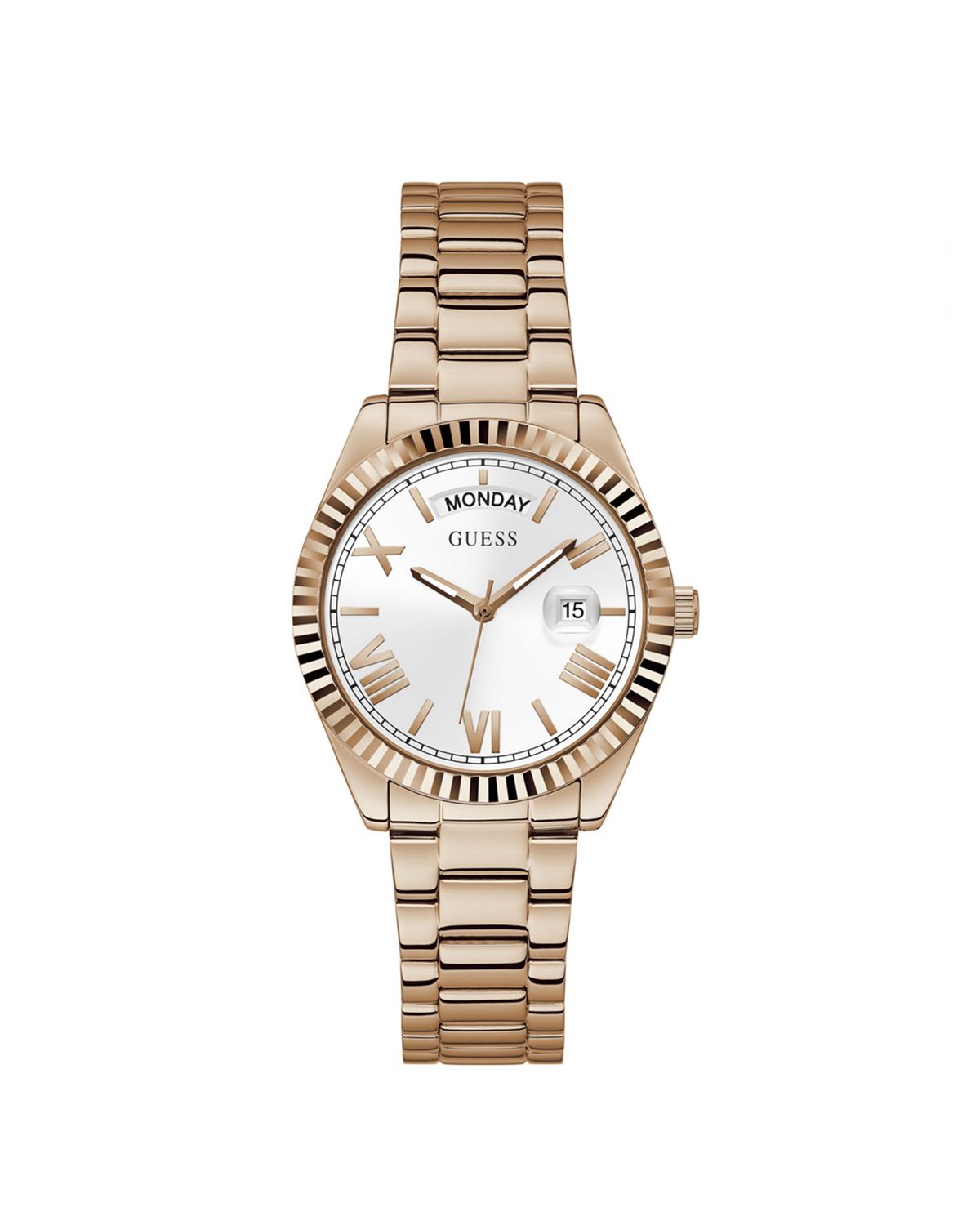 GUESS Luna GW0308L3 rose-gold white dial watch - front view