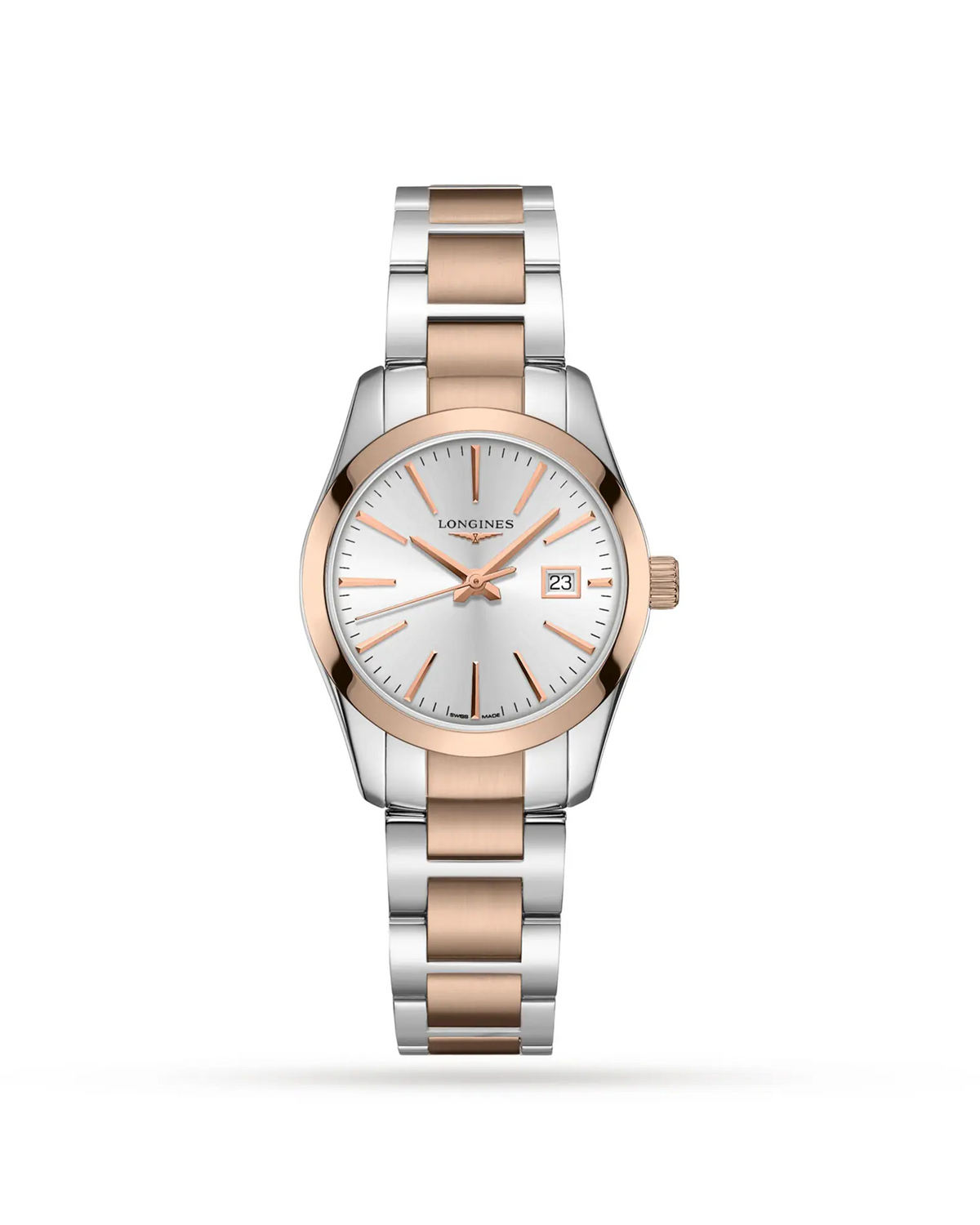 Longines Conquest Classic L22863727 quartz watch, stainless steel case with two-tone bracelet — front view