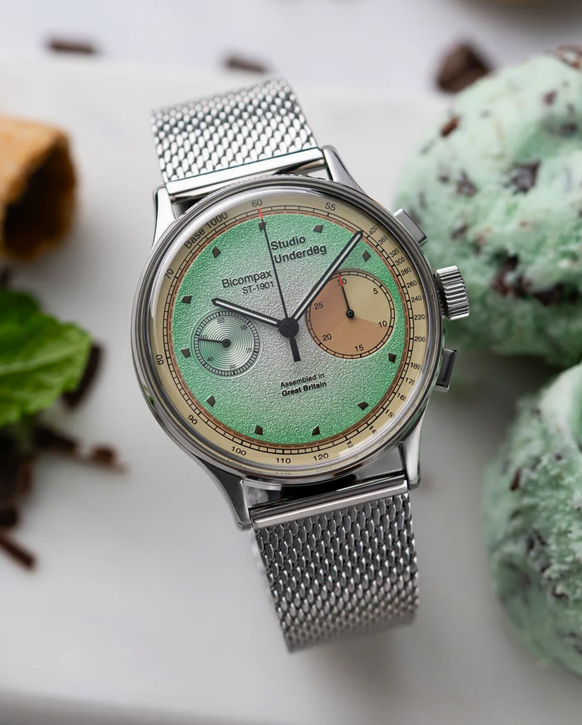 Studio Underd0g 01SERIES Mint Ch0c Chip Gen3 watch - lifestyle shot