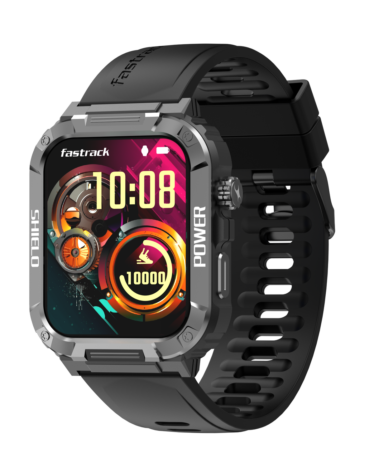 East Apex S06 black smartwatch – silicone strap detail