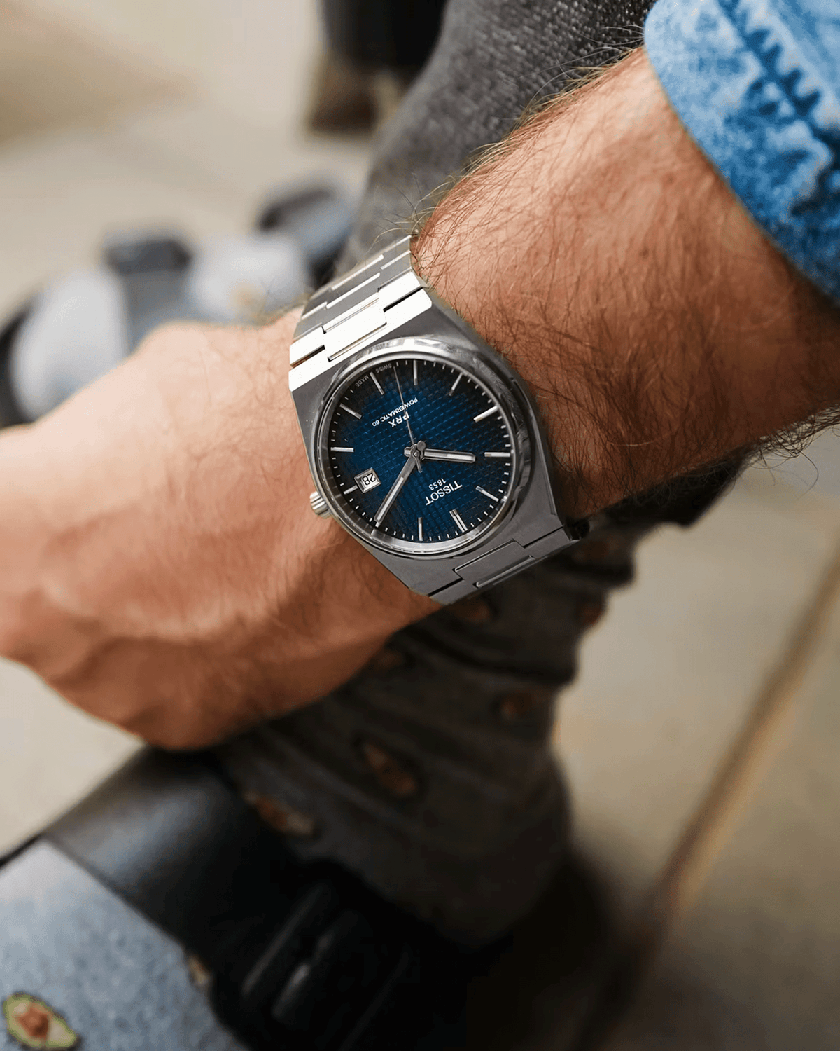 Tissot PRX Powermatic 80 T137.407.11.041.00 watch, stainless steel bracelet and clasp detail