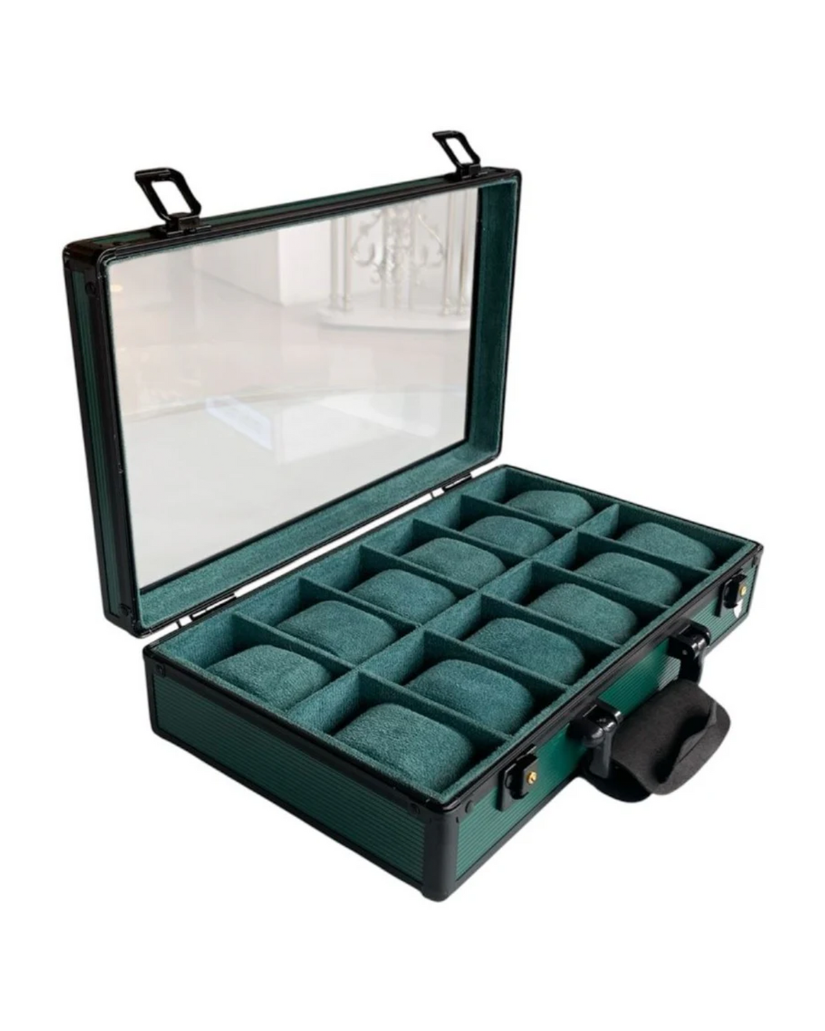 Tanti Glass 12-Watch Display Case in Green