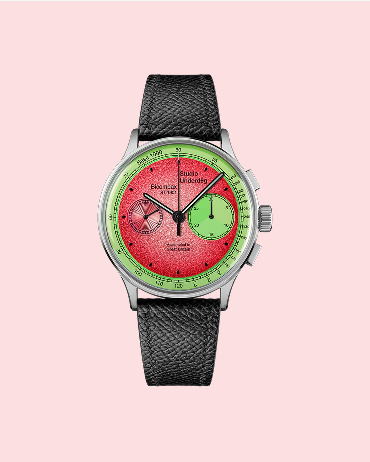 Studio Underd0g 01SERIES Watermel0n Gen3 watch with chronograph dial