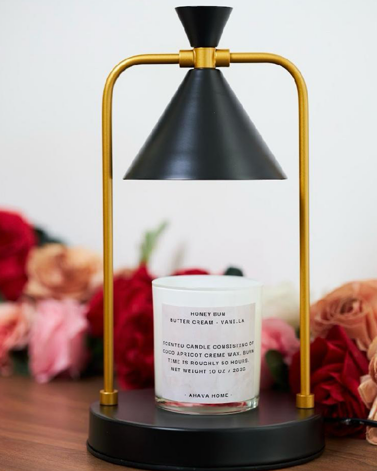 Ahava Home Liah Candle Melter in Black, lit