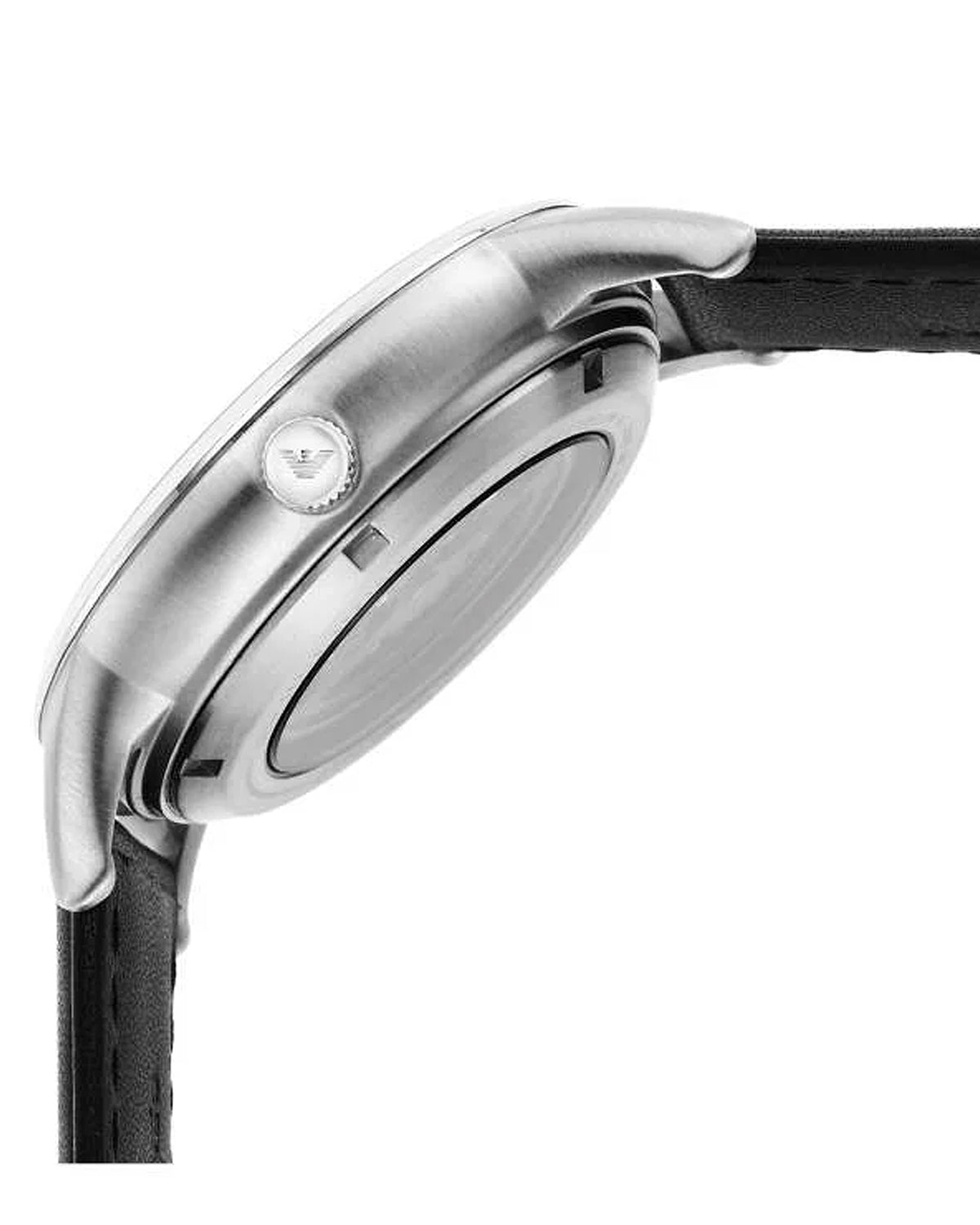 Side view of the Emporio Armani AR60038 stainless steel case