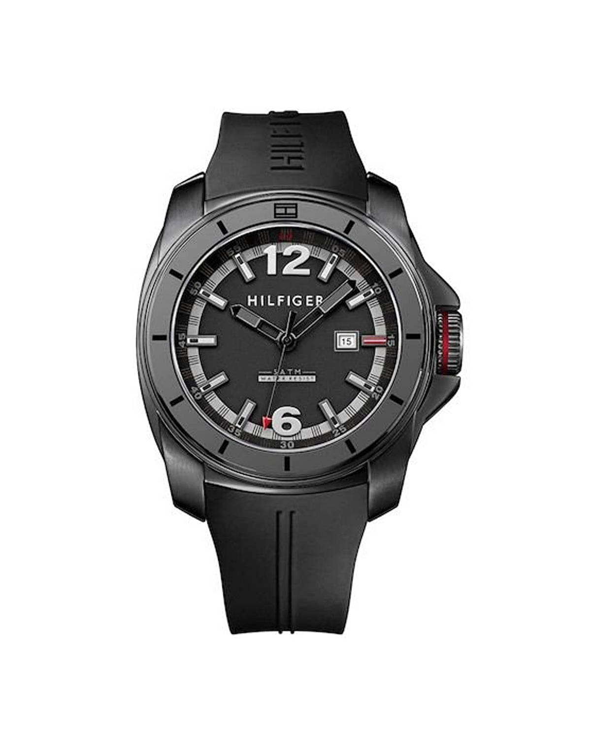 Tommy Hilfiger Windsurf 1791114 - black and grey dial, black rubber strap, front view