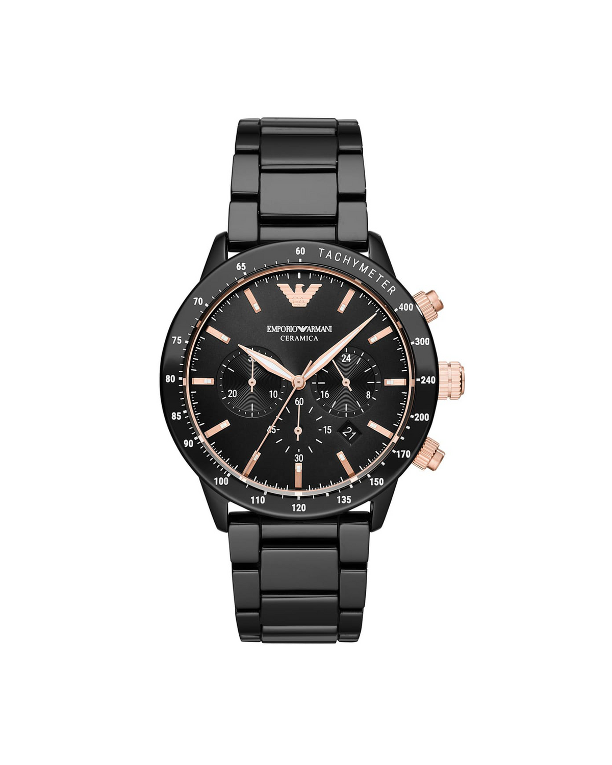 AR70002 - Emporio Armani men's Mario round blackwatches