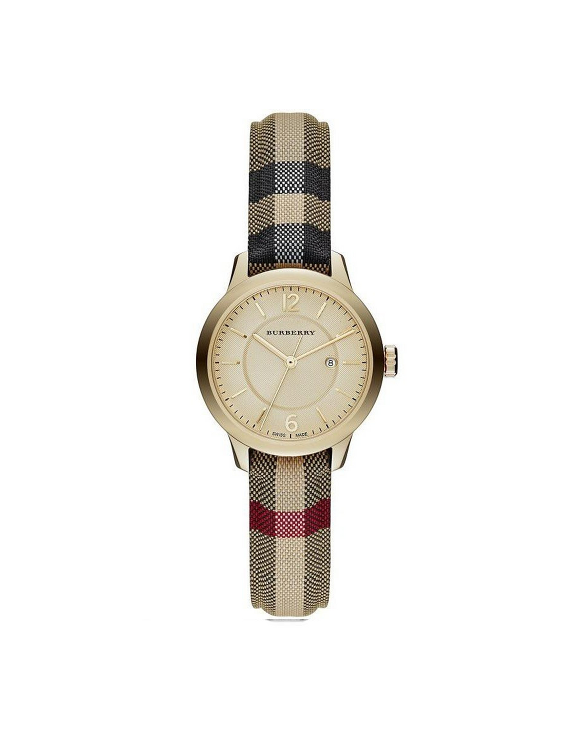 Burberry Classic BU10104 – front view of honey check dial