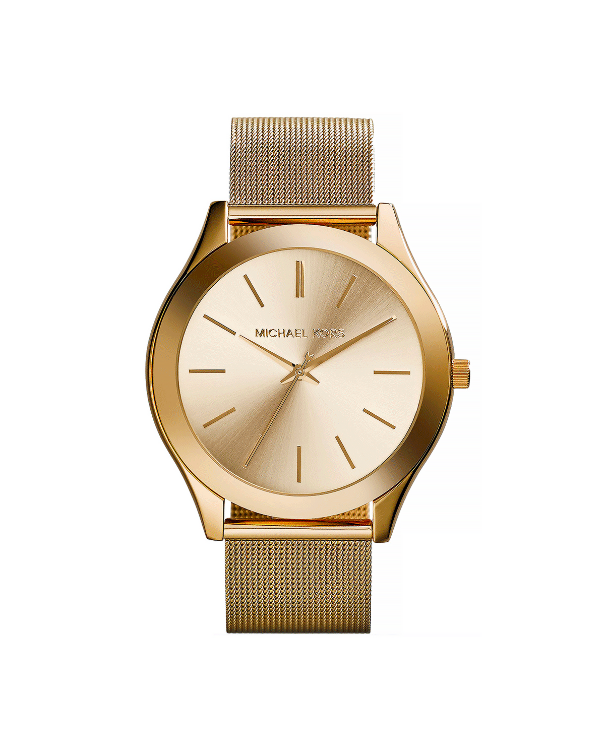 Michael Kors Slim Runway MK3282 gold-tone women's watch with stainless steel bracelet - front view