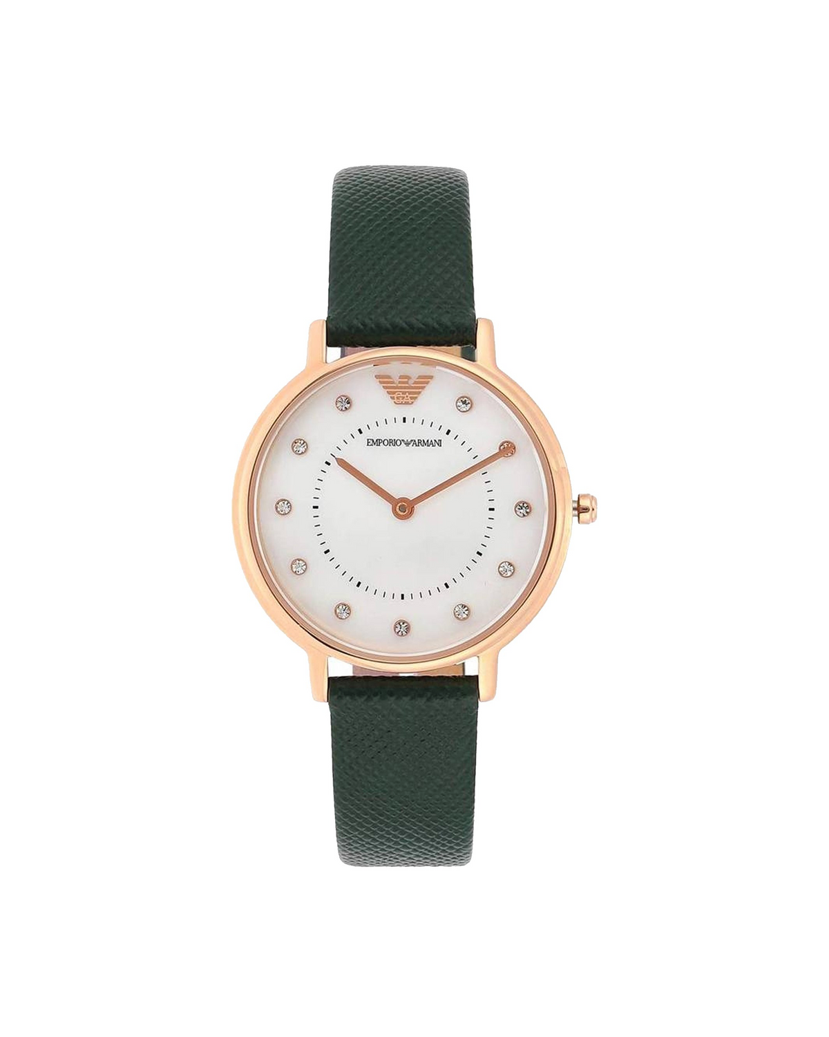 Emporio Armani AR11150 women's watch, rose-gold tone 36mm case, green leather strap