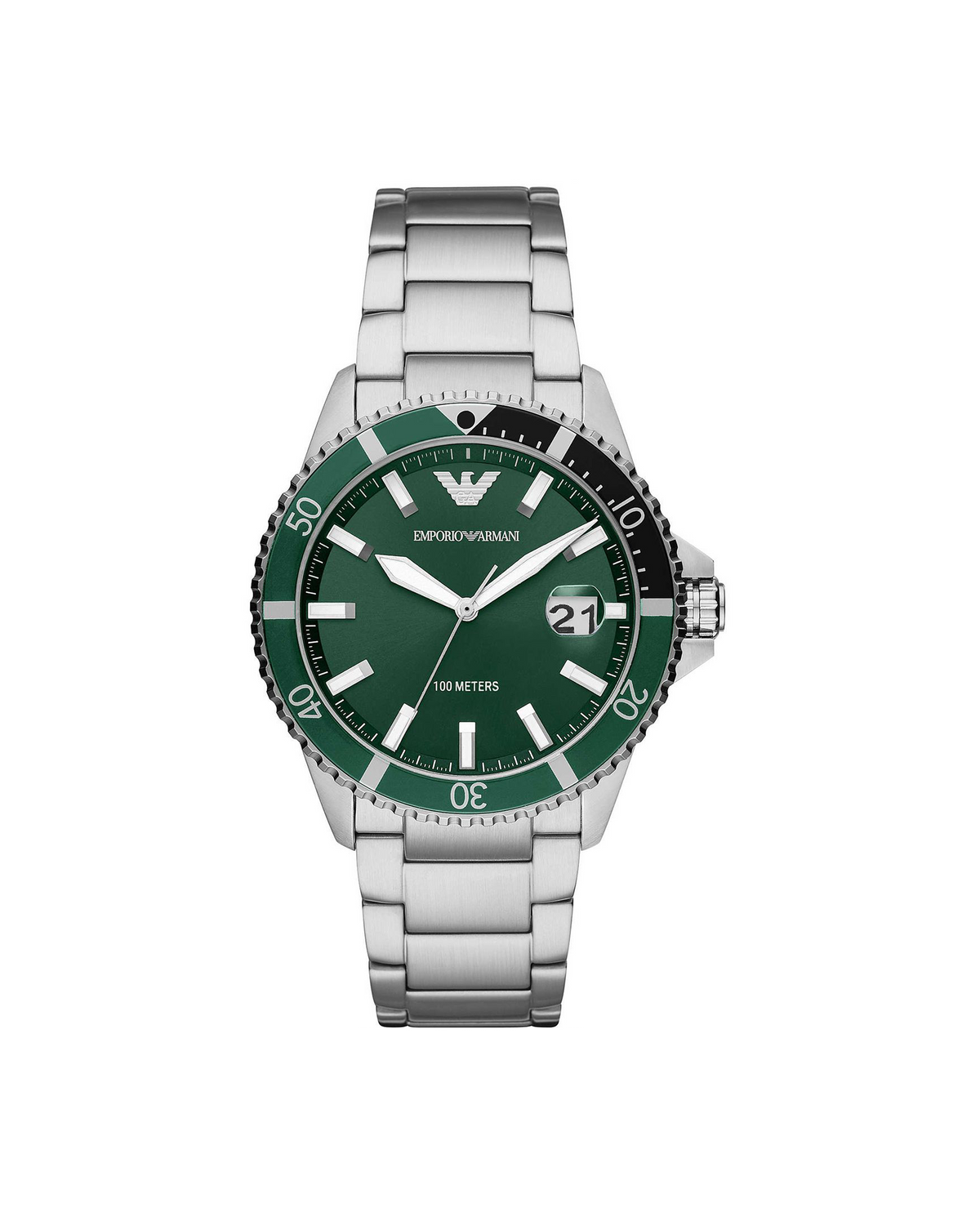 Emporio Armani AR11338 men's stainless steel dive watch with green dial