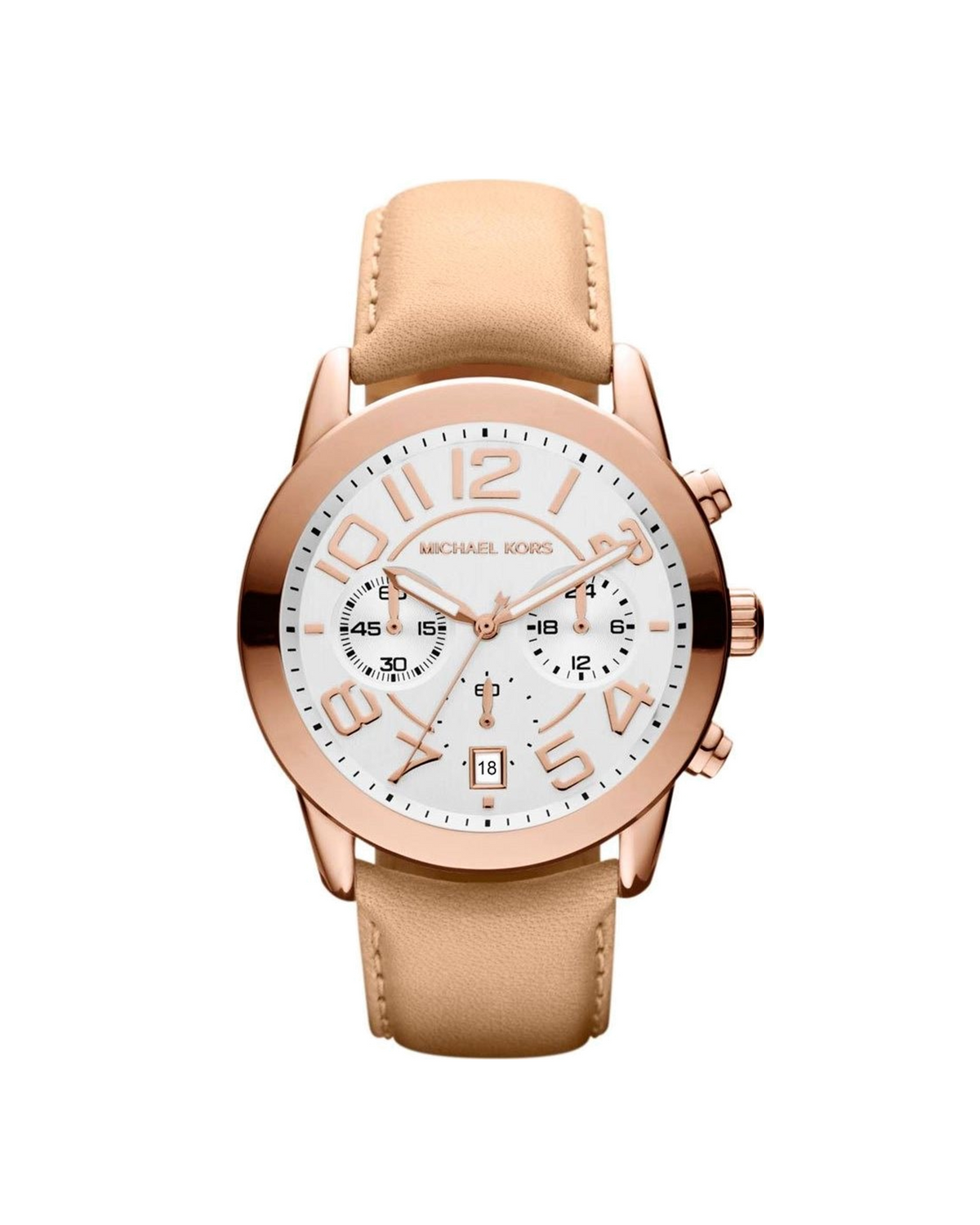 Michael Kors Mercer MK2283 white dial rose gold-tone watch - front view
