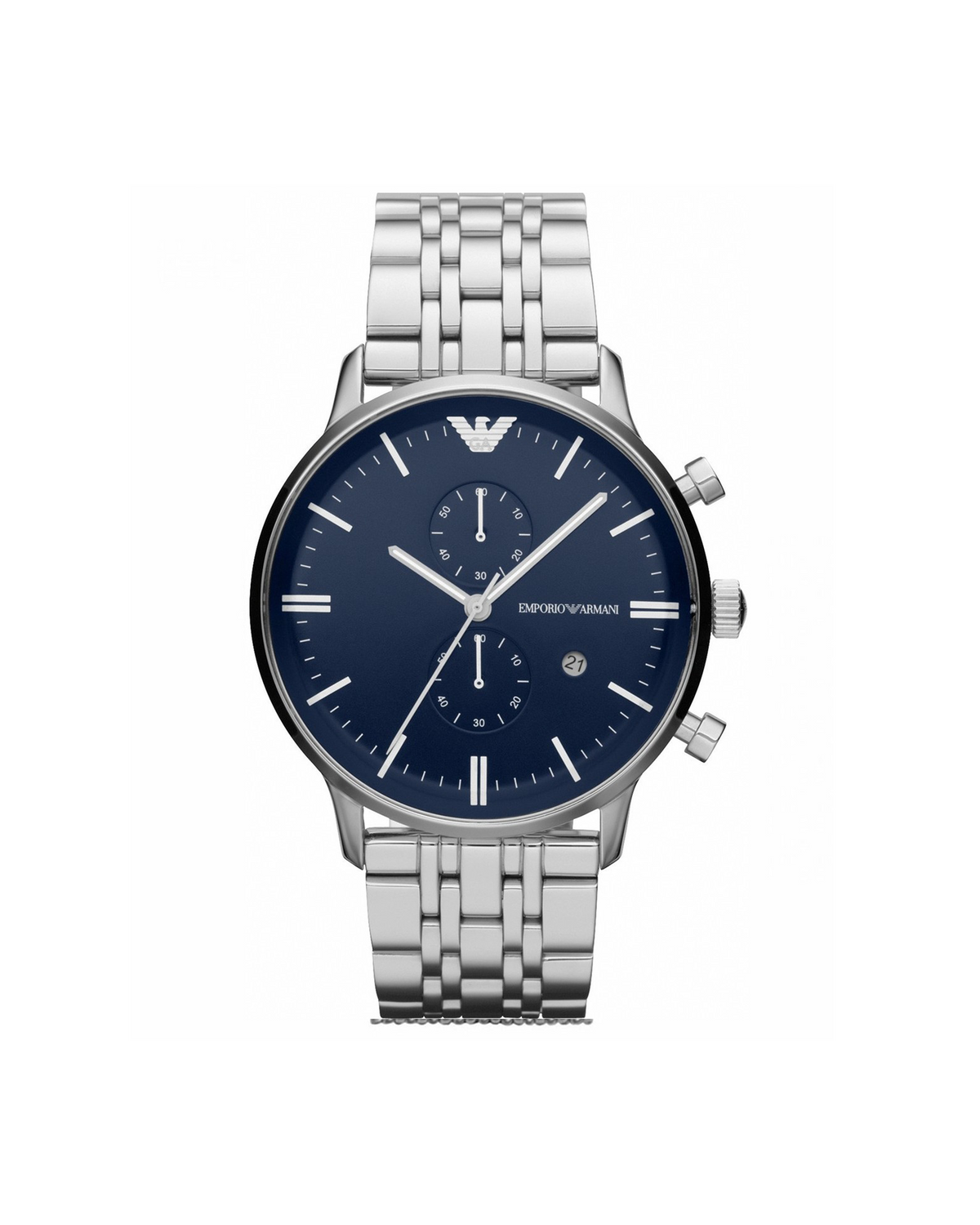 Emporio Armani AR1648 men's chronograph, silver-tone 43mm stainless steel case and bracelet