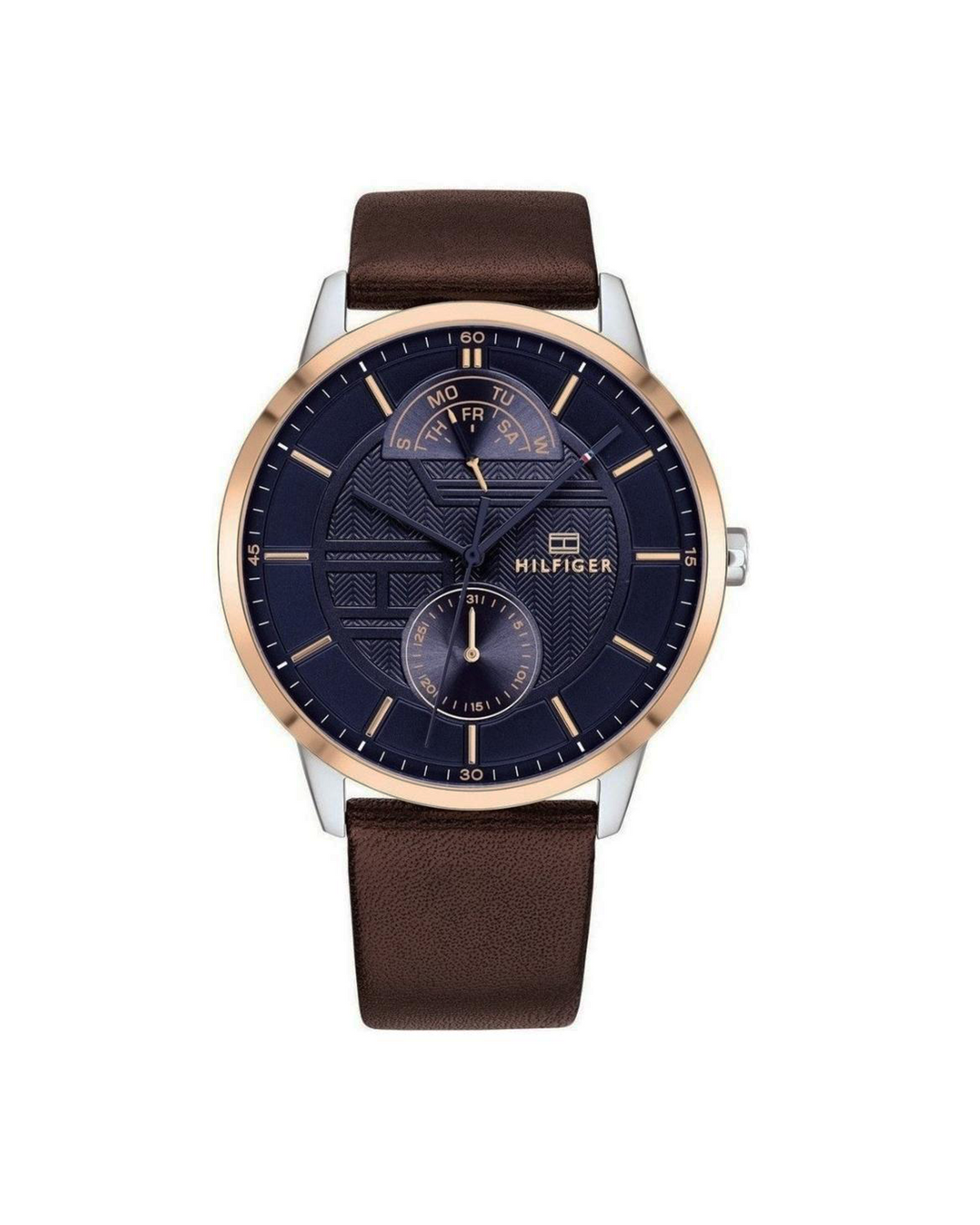 Tommy Hilfiger Hunter 1791605 blue dial watch with brown leather strap