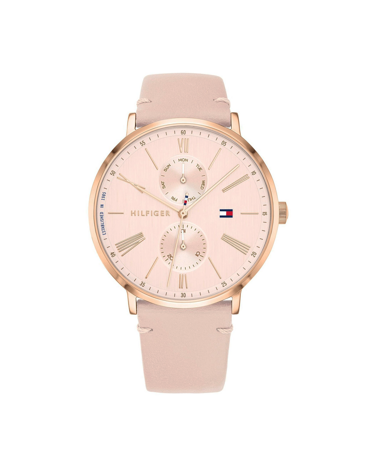 Tommy Hilfiger Jenna 1782071 women's quartz watch with pink dial, stainless steel case and pink leather strap