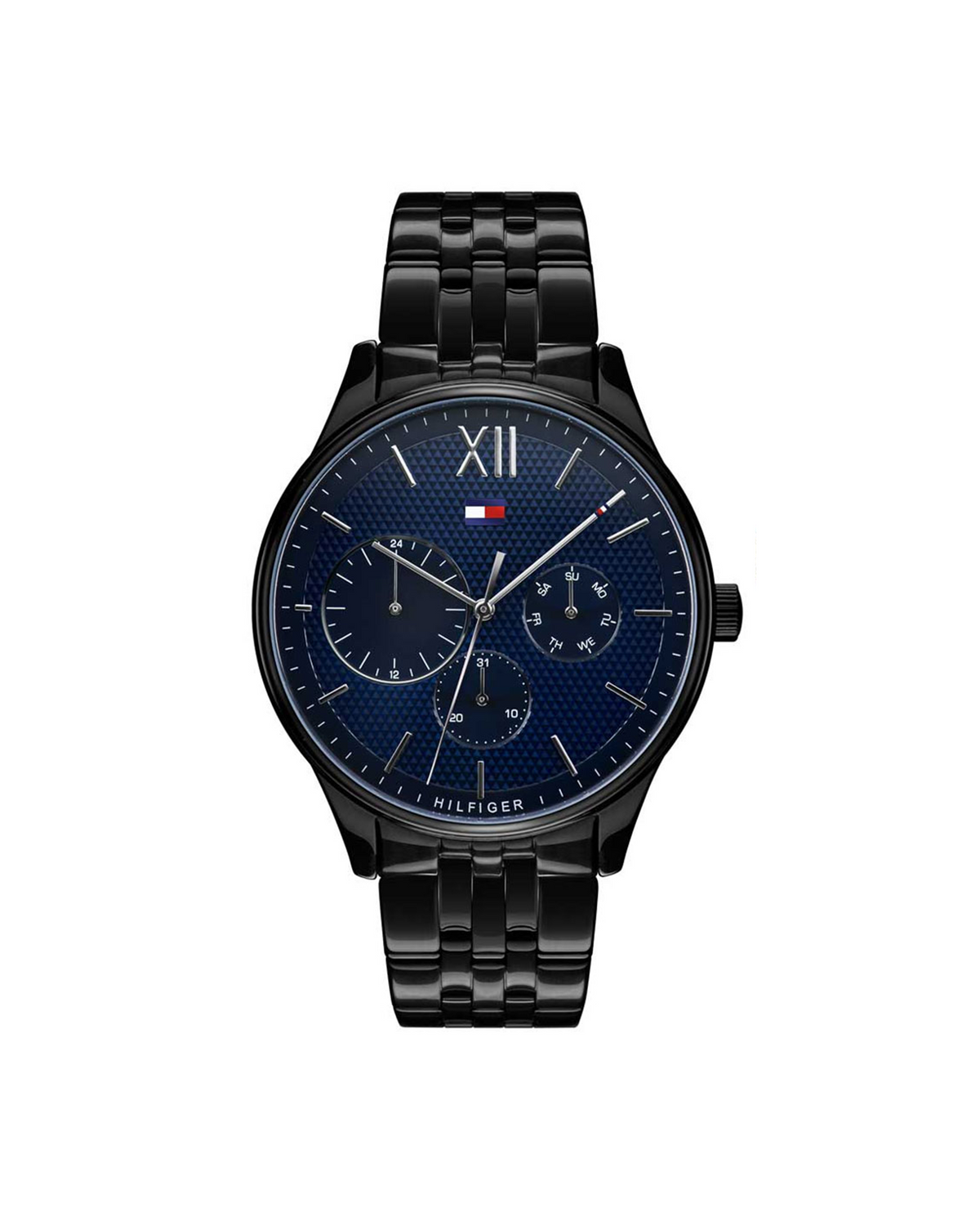 Tommy Hilfiger Damon 1791454 black ionic-plated watch with blue dial