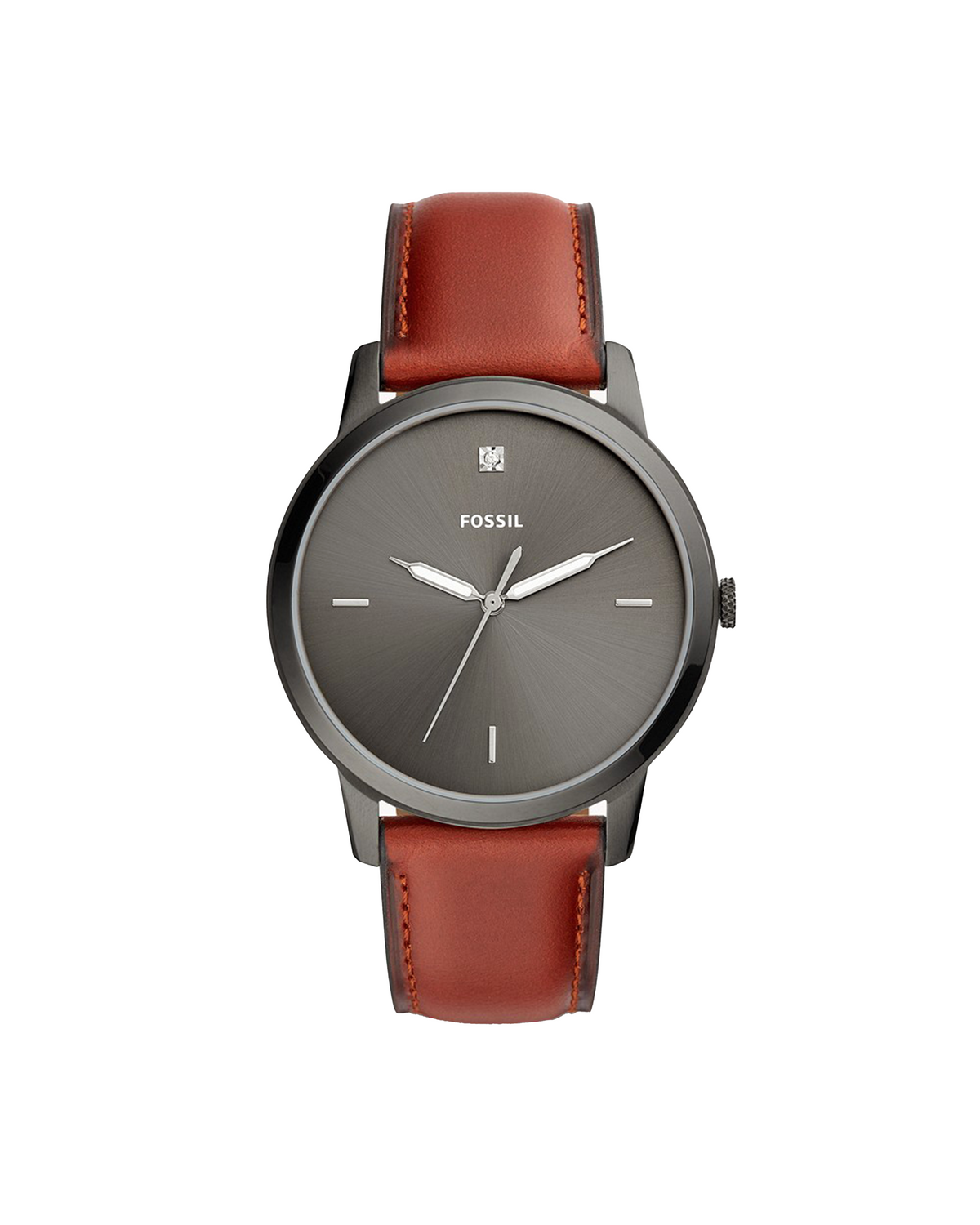 Fossil Minimalist Carbon Three-Hand FS5479 (44mm, Gunmetal, Brown Leather)