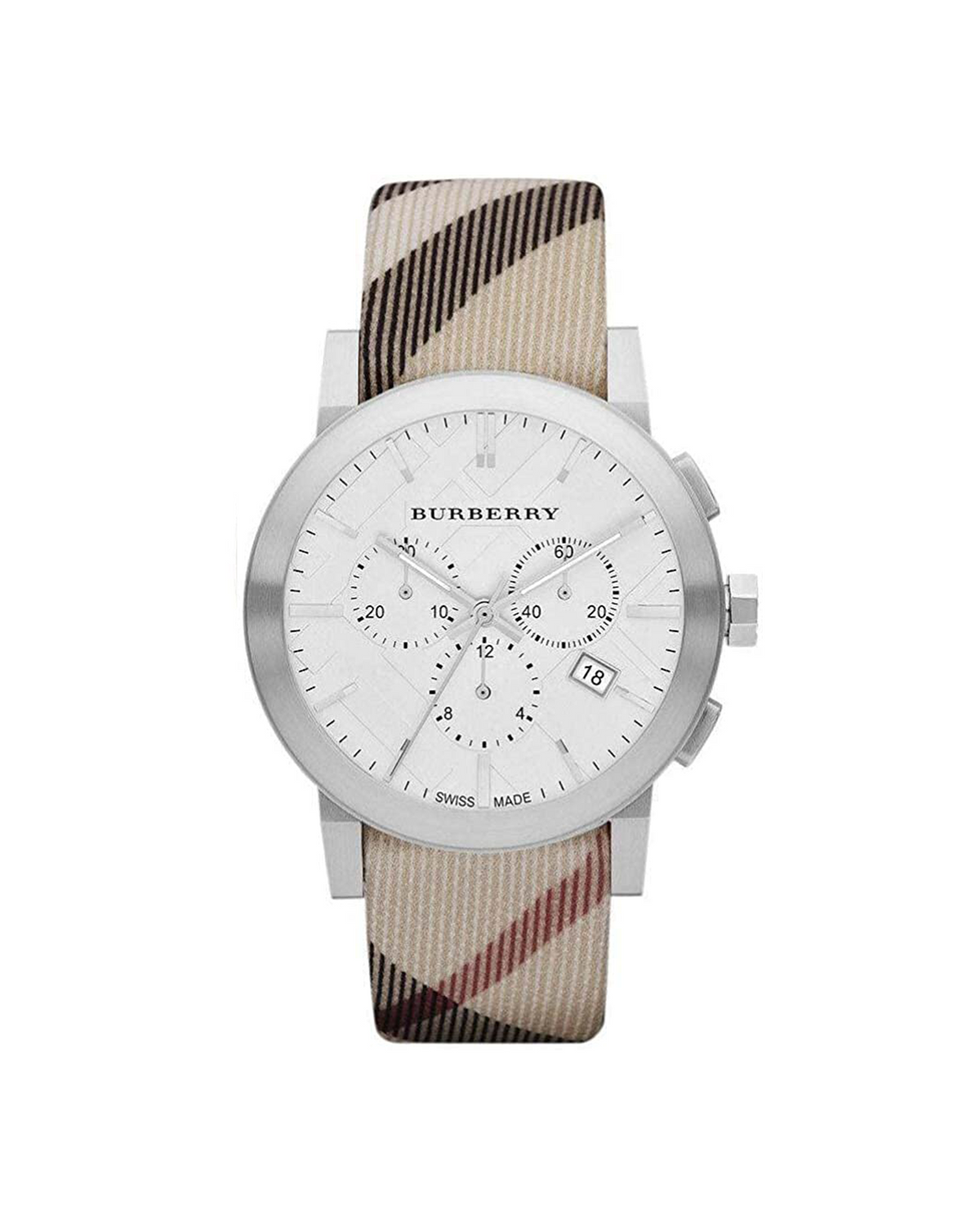 Burberry City Nova BU9357 – front view of silver chronograph dial