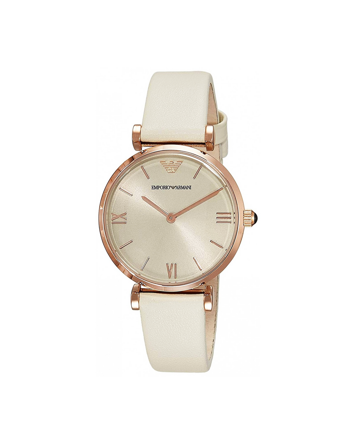 Emporio Armani AR1769 Gianni T-Bar women's watch, rose-gold tone 32mm case, beige leather strap