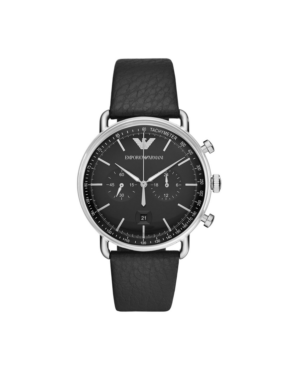 Emporio Armani AR11143 men's chronograph watch with black leather strap