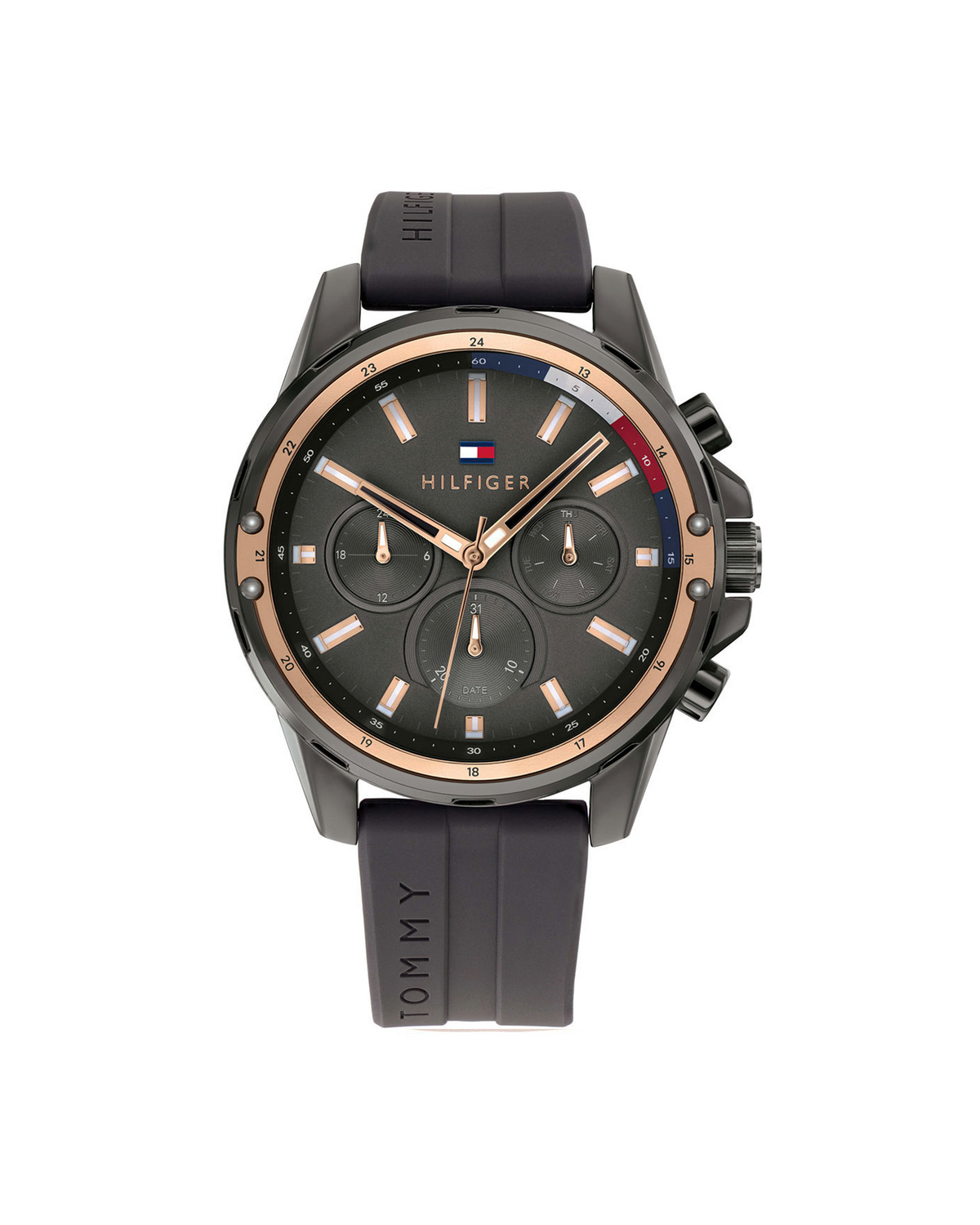 Tommy Hilfiger Mason 1791792 gray dial watch with silicone strap