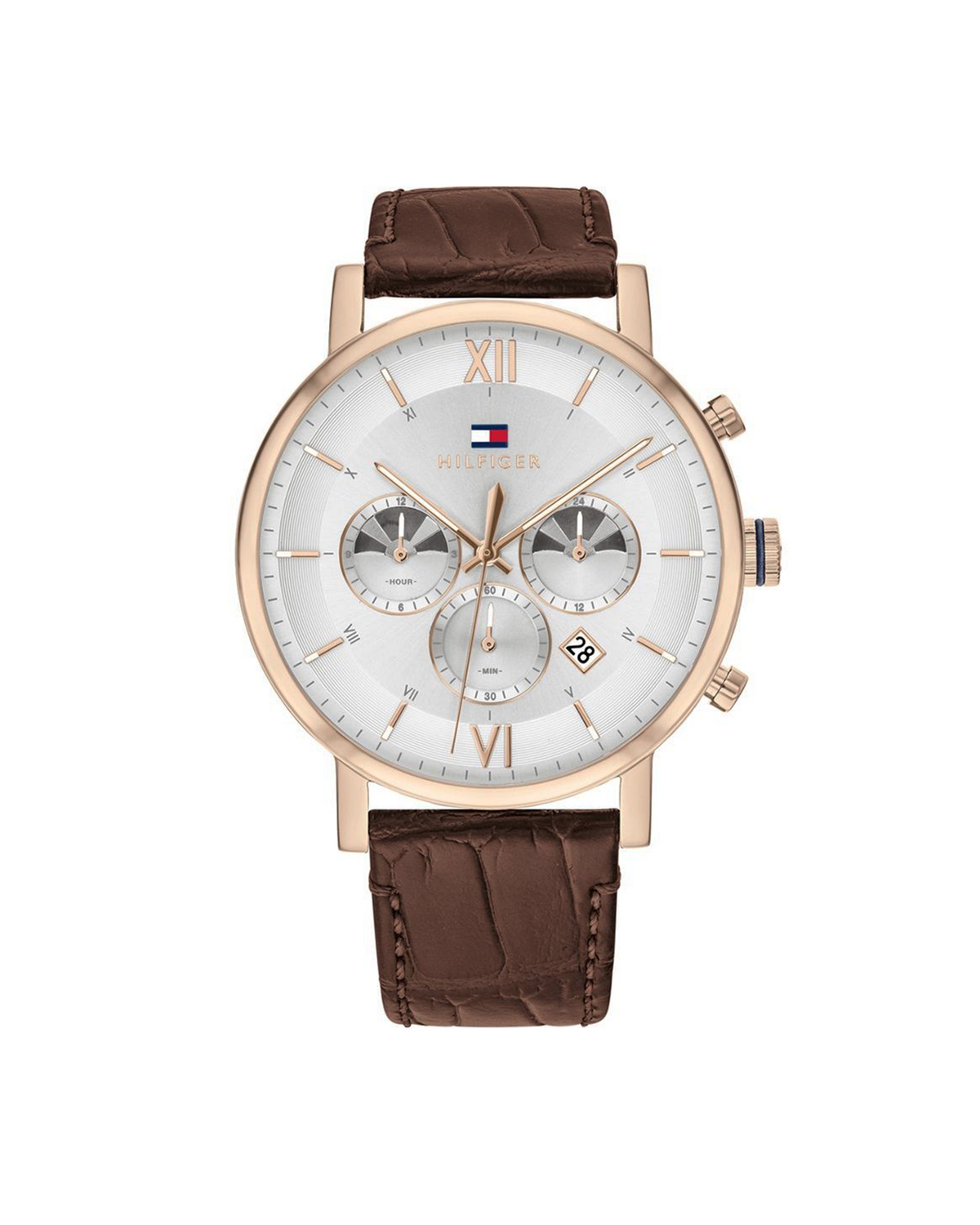 Tommy Hilfiger Evan 1710394 rose-gold watch with brown leather strap