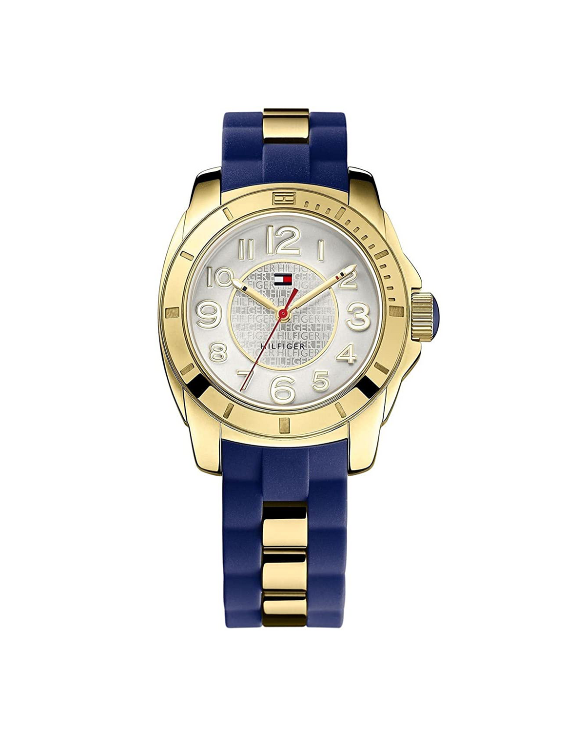 Tommy Hilfiger 1781307 watch with white dial and blue silicone strap