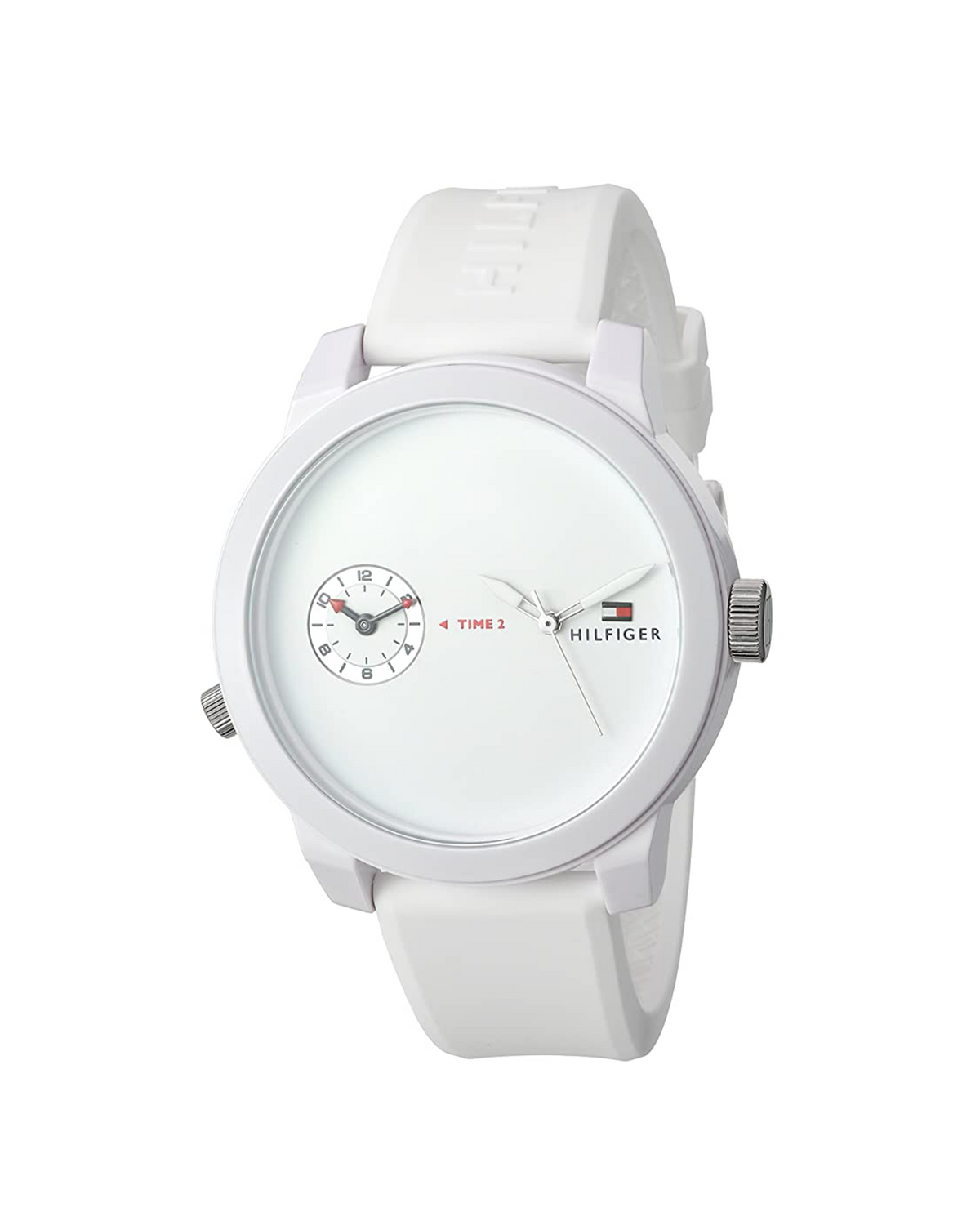 Tommy Hilfiger Denim 1791324 watch with white dial and white rubber strap