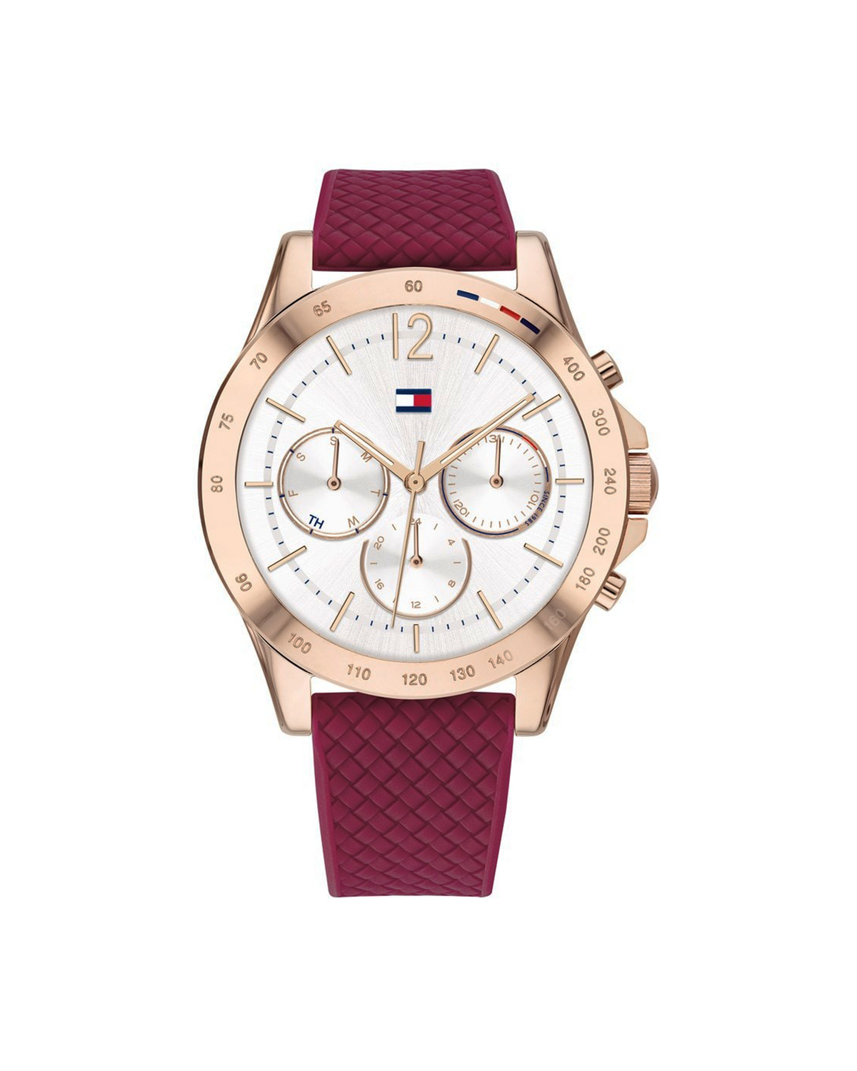 Tommy Hilfiger Haven 1782200 - front view, white dial with red silicone strap