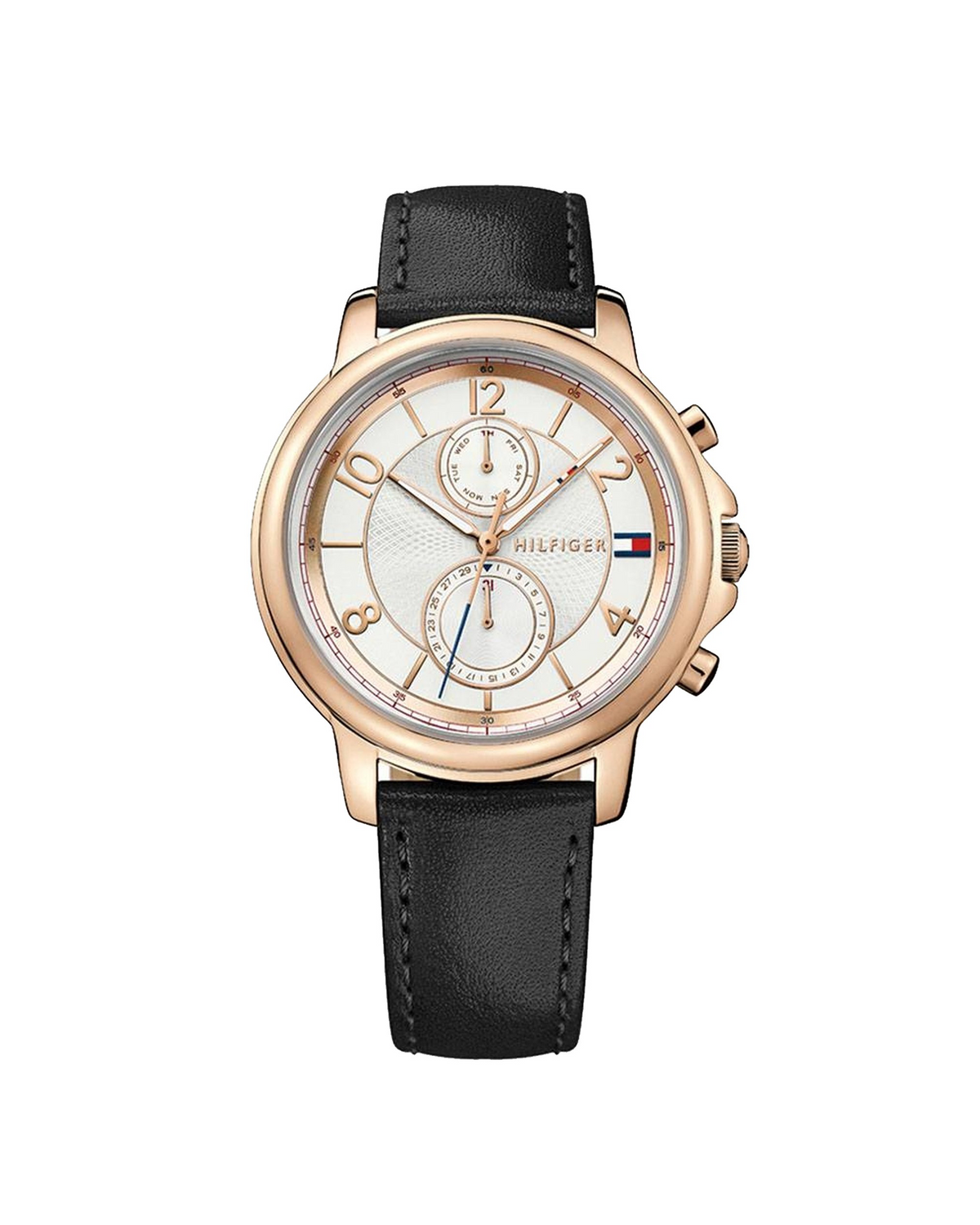 Tommy Hilfiger 1781817 women's stainless steel watch with white dial and leather strap