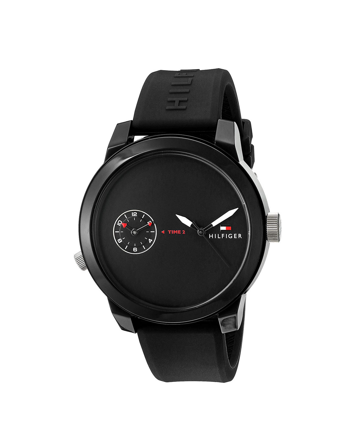 Tommy Hilfiger Denim 1791326 watch with black dial and silicone strap