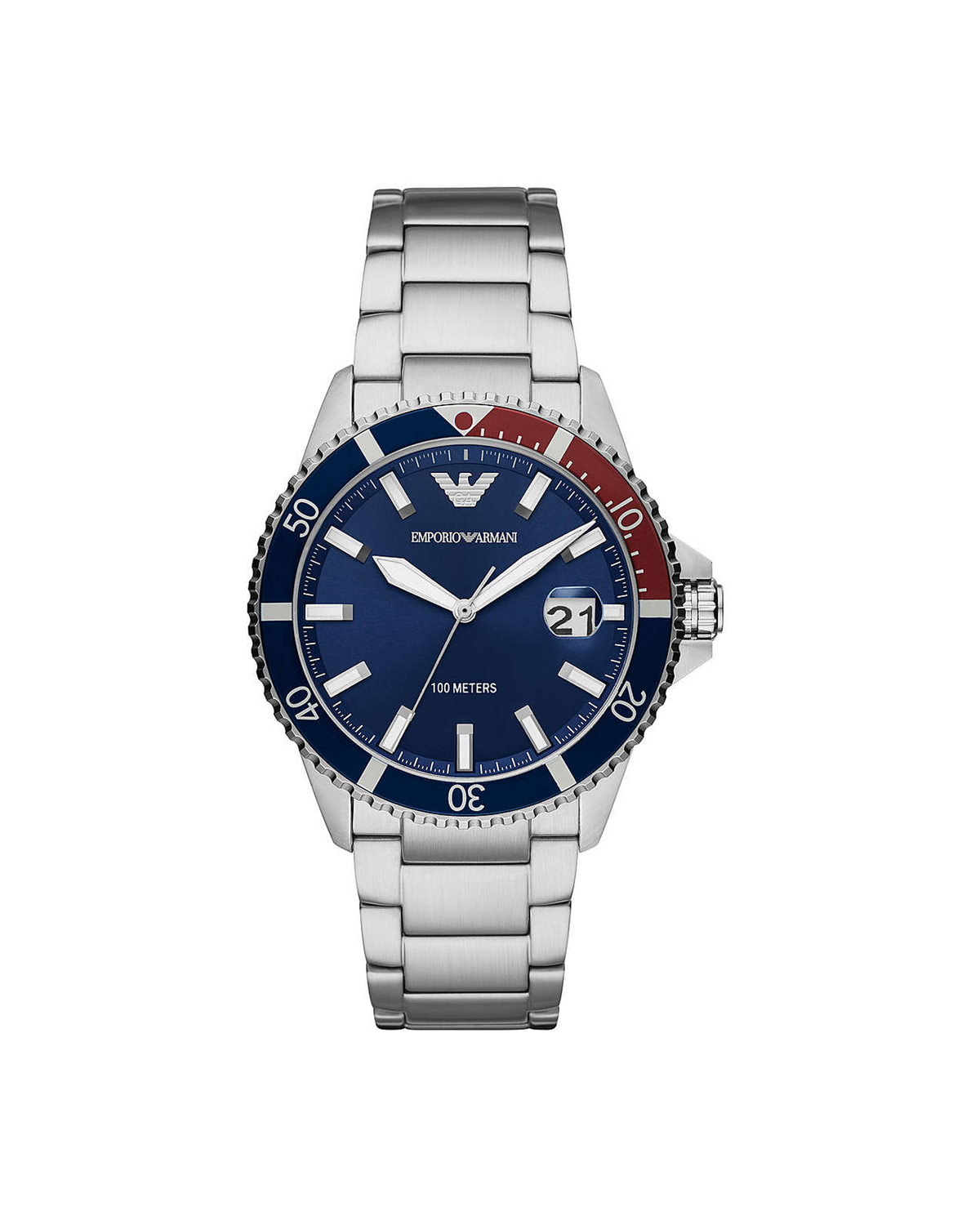 Emporio Armani AR11339 men's stainless steel dive watch with blue dial