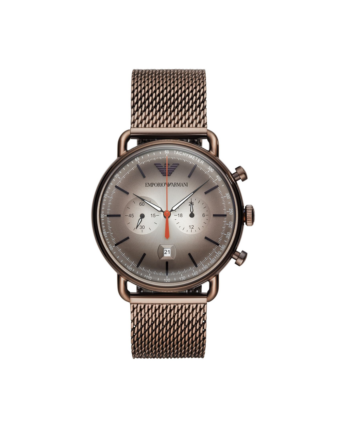 Emporio Armani AR11169 men's chronograph watch, brown-tone 43mm stainless steel case and bracelet