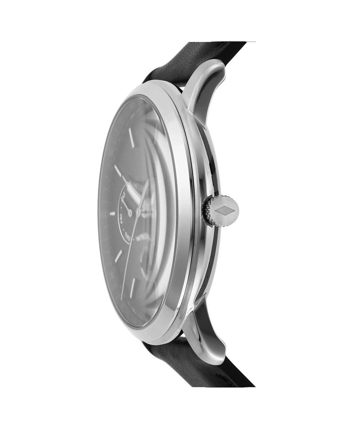 Fossil Neutra Moonphase FS5904 black watch, side view of case profile