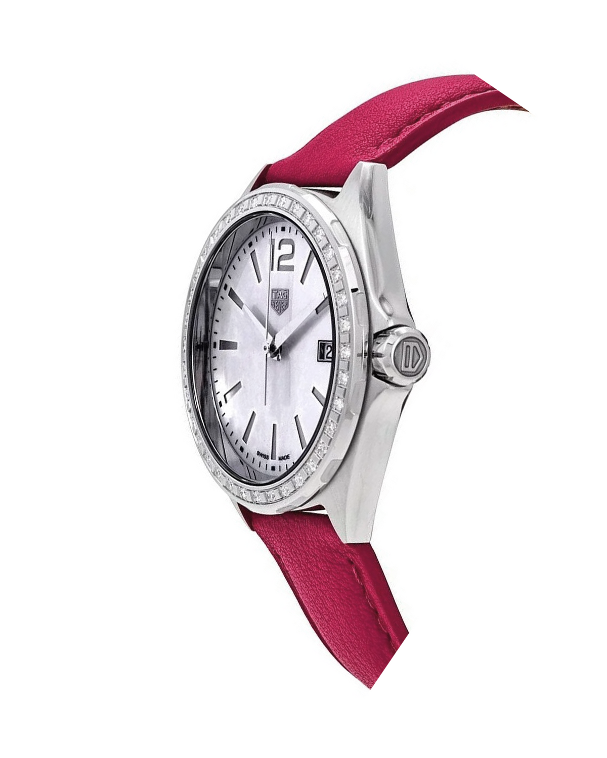 TAG Heuer Formula 1 WBJ131A.FC8253 watch, mother-of-pearl dial, red leather strap - detail view
